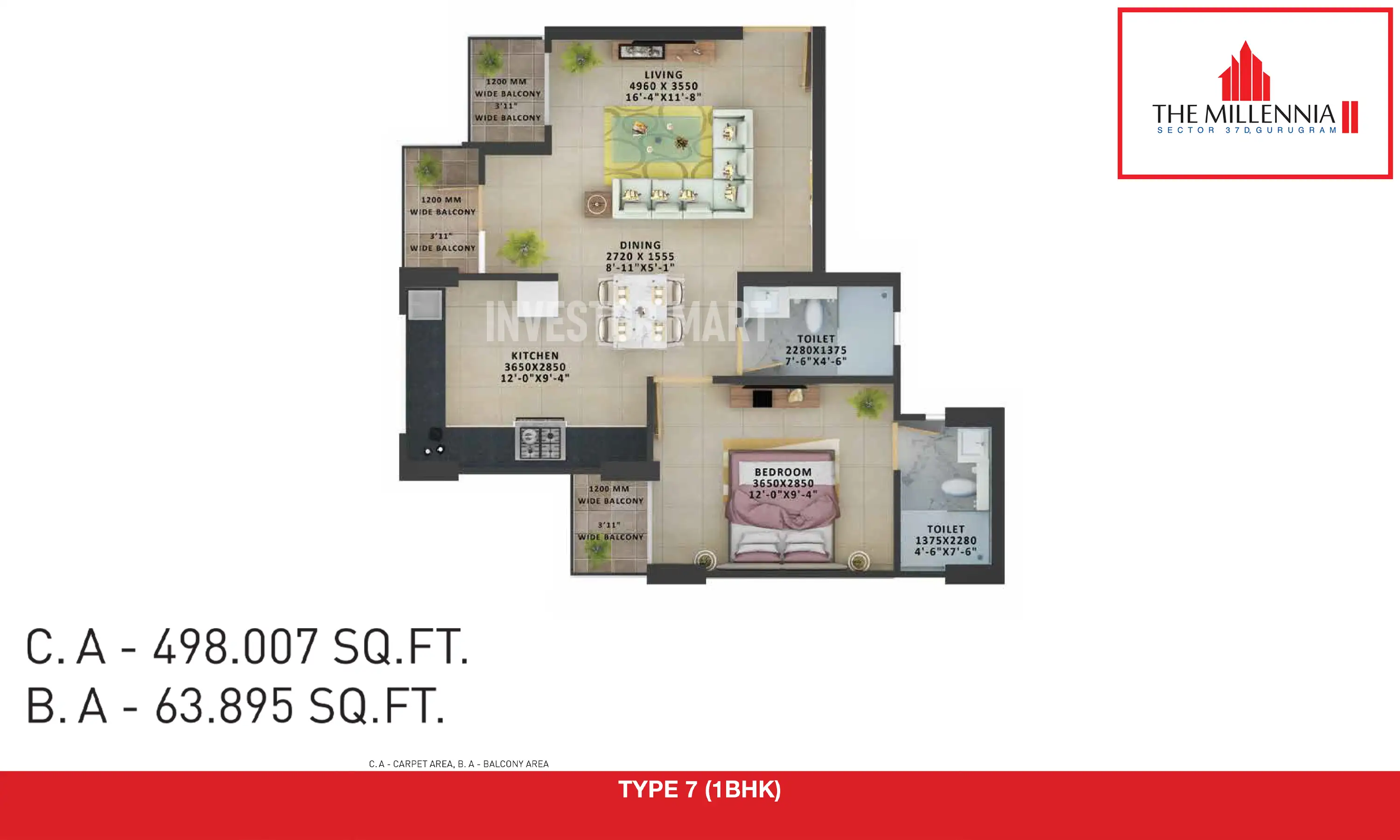 498 Sqft