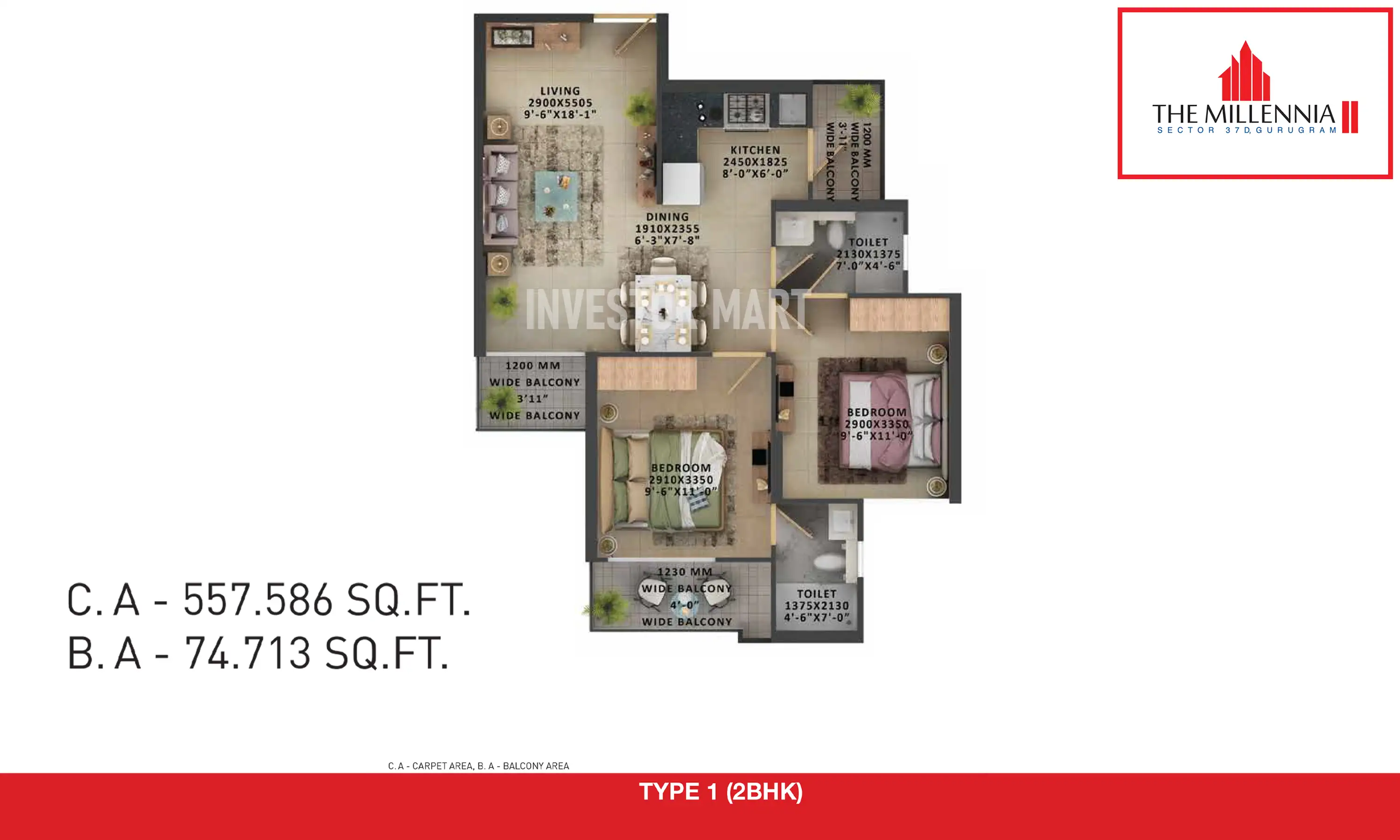557 Sqft