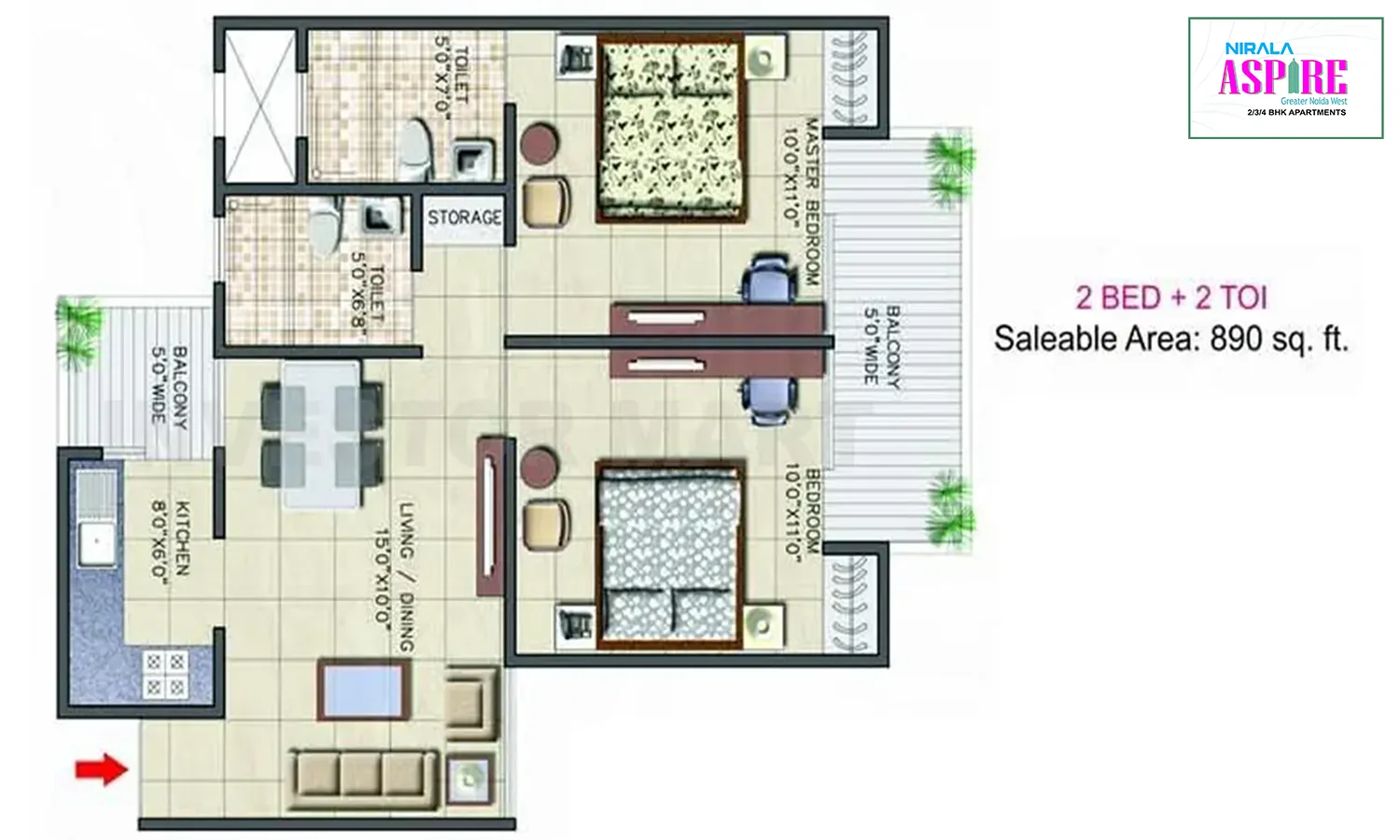 890 Sqft