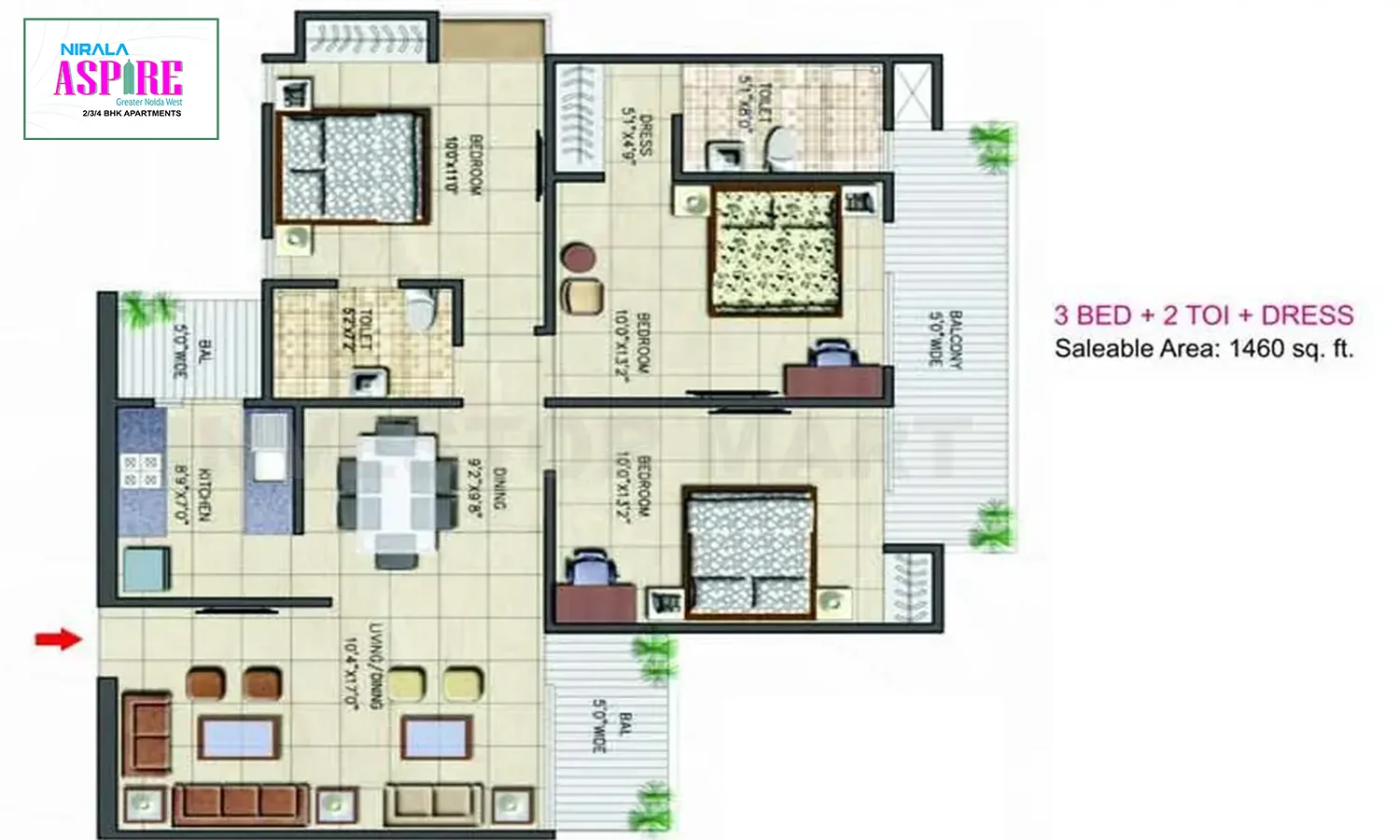 1460 Sqft