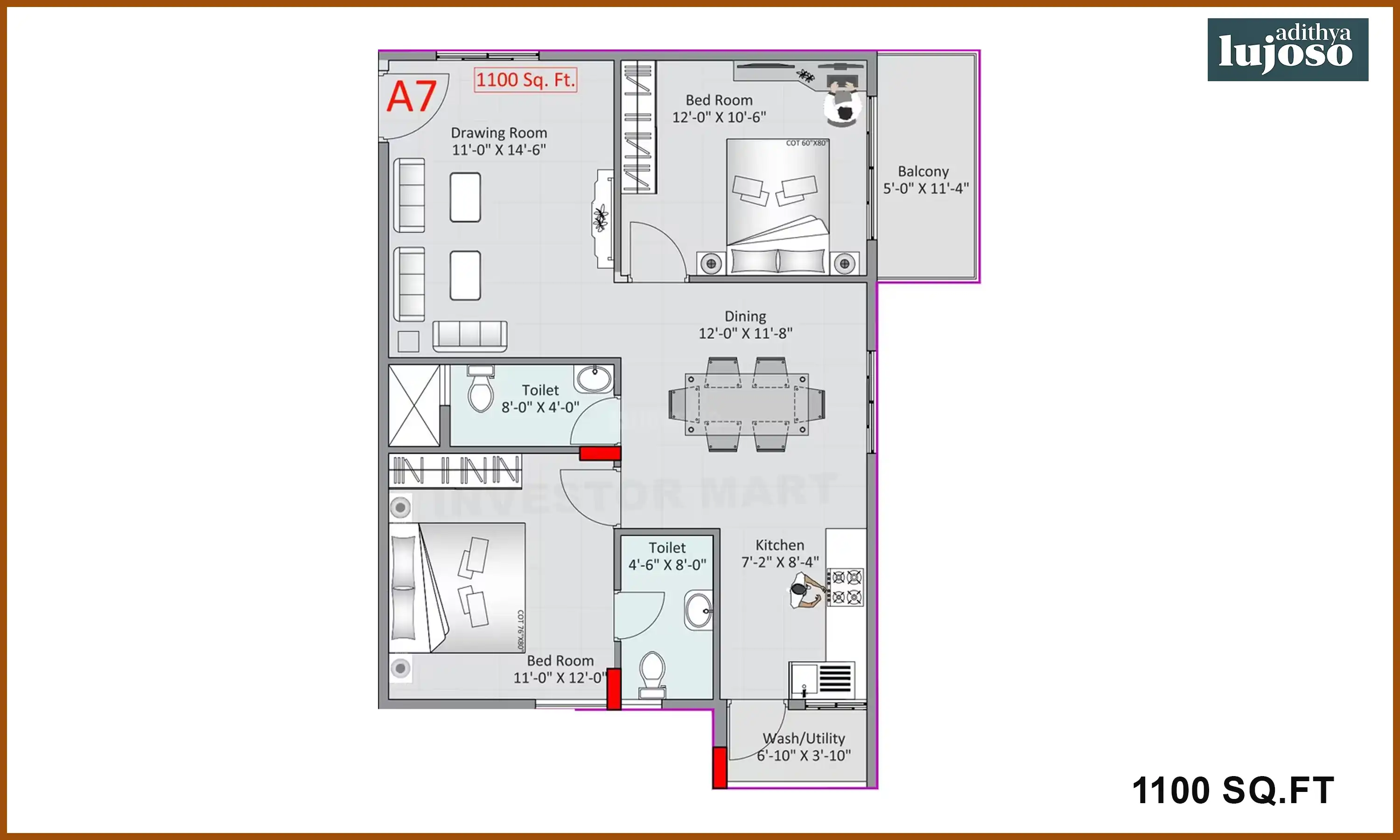 1100 Sqft