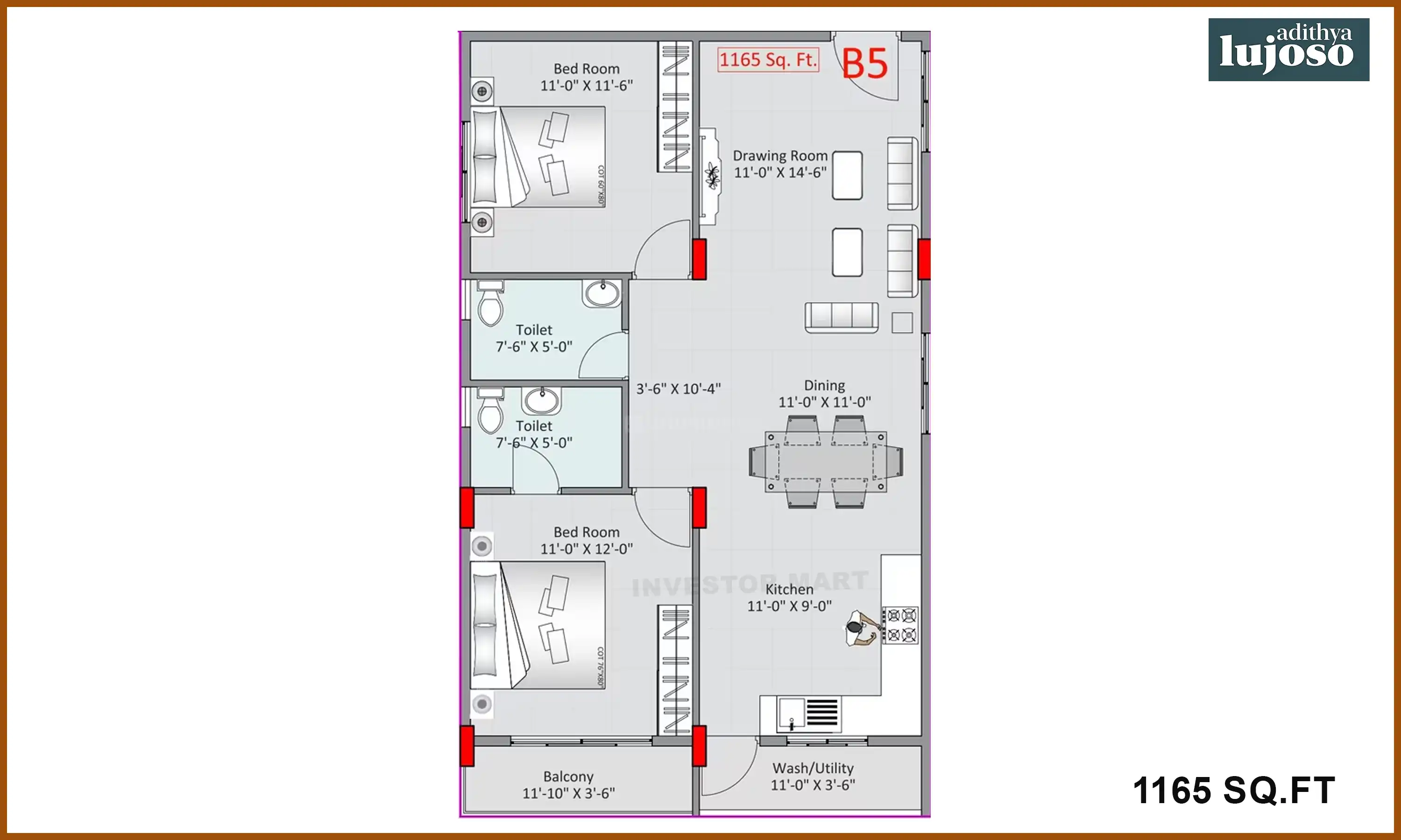 1165 Sqft