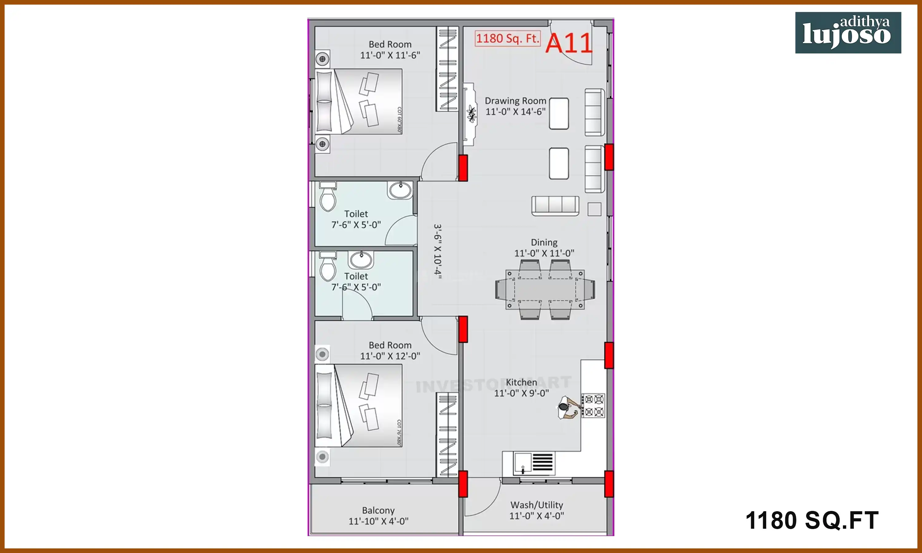 1180 Sqft