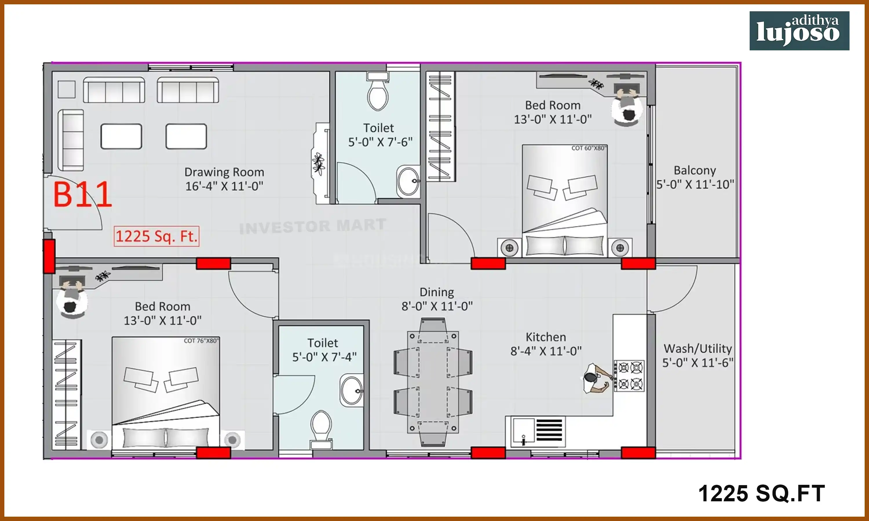 1225 Sqft