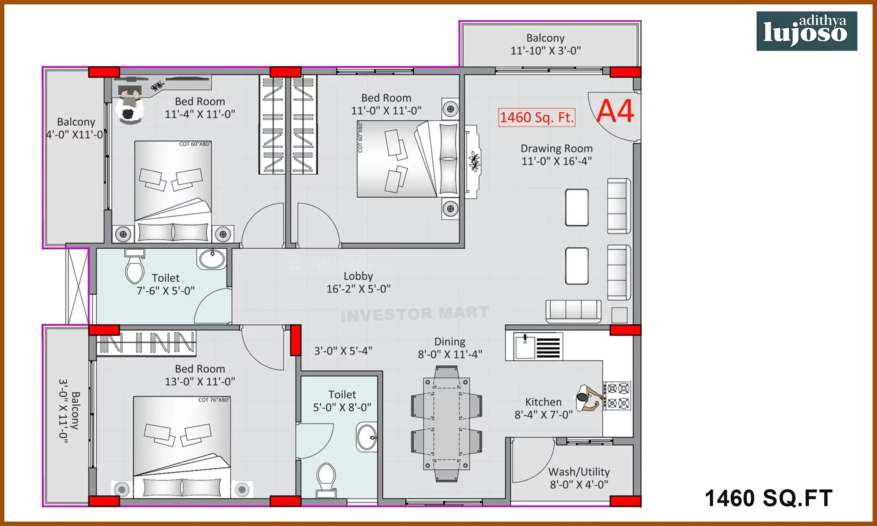 1460 Sqft