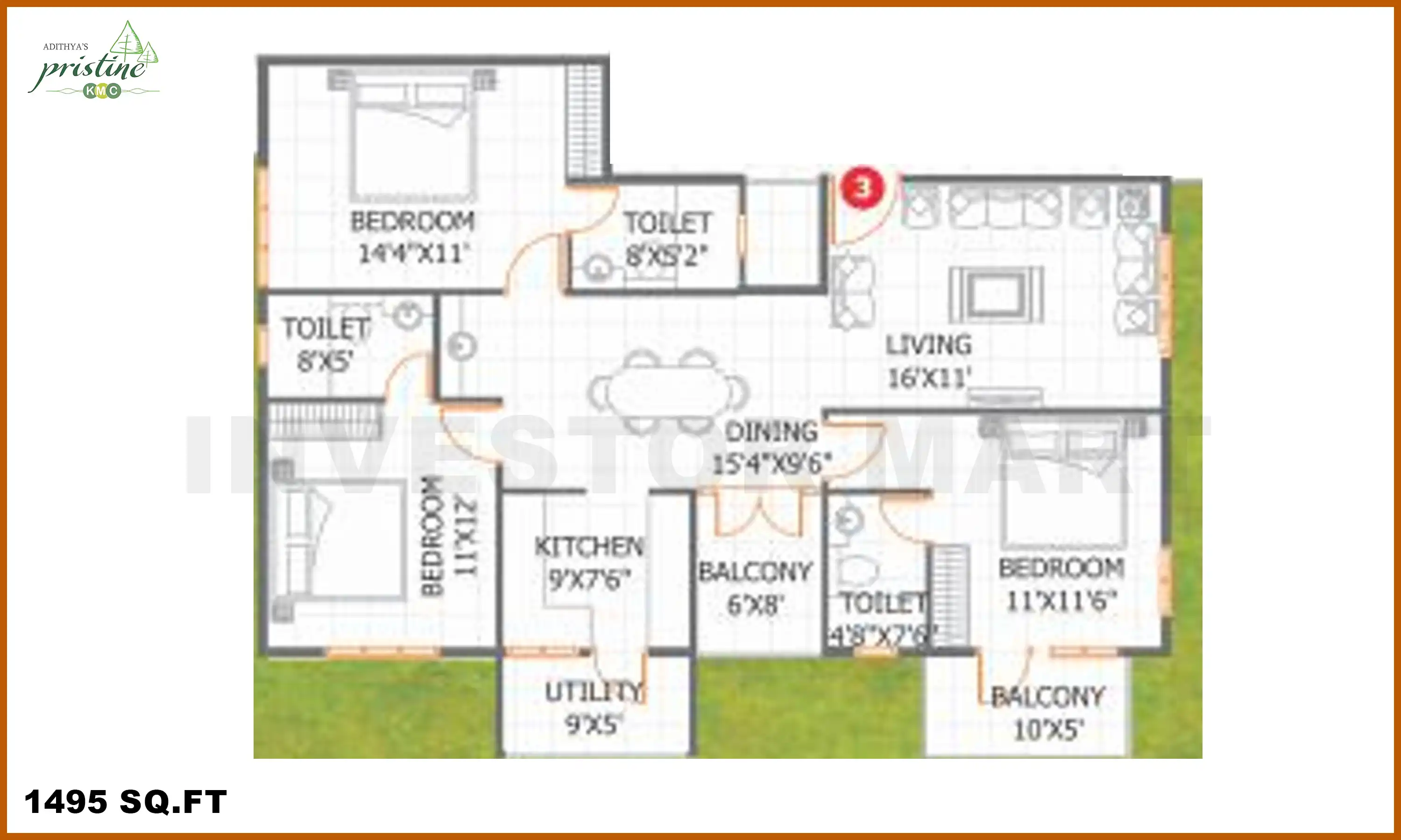 1495 Sqft