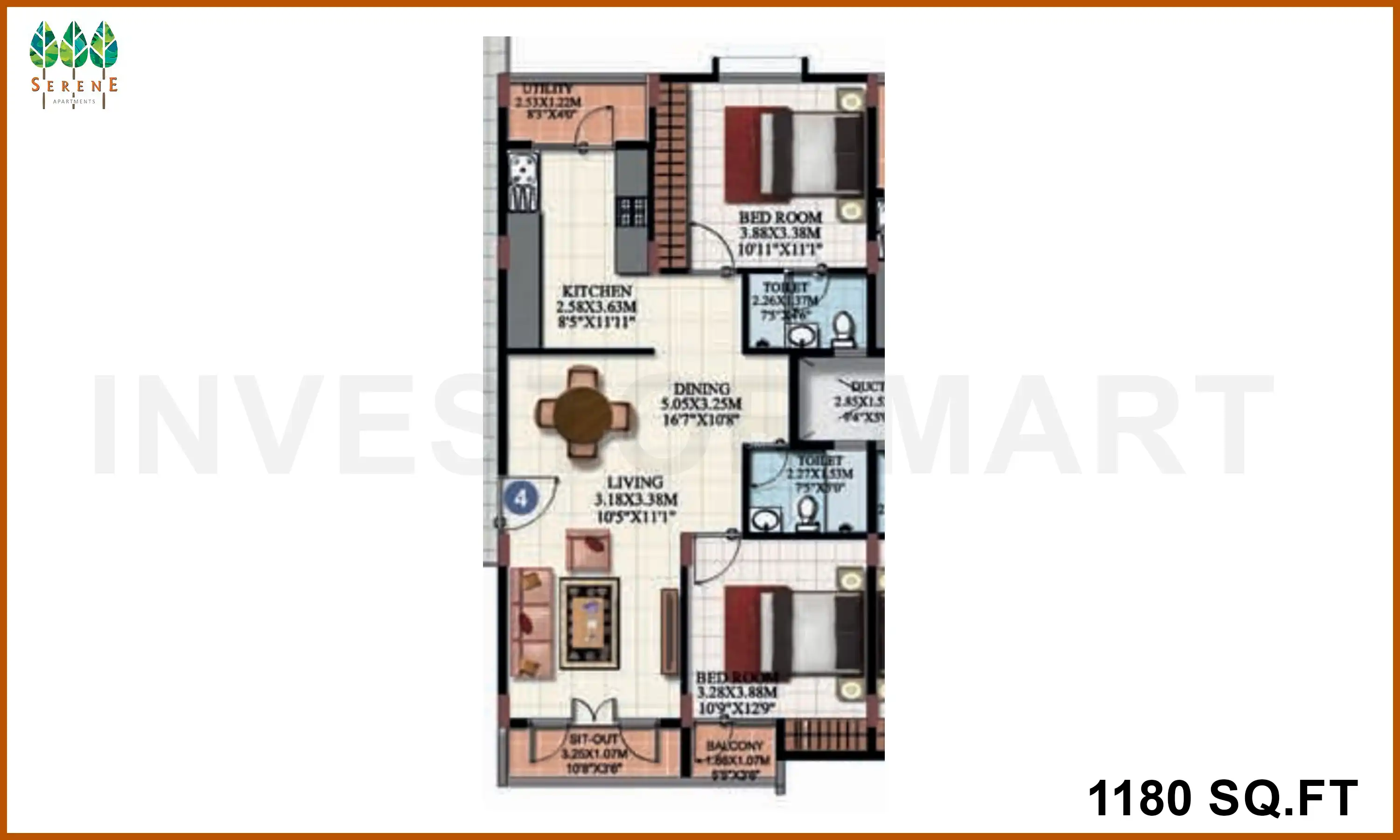 1180 Sqft