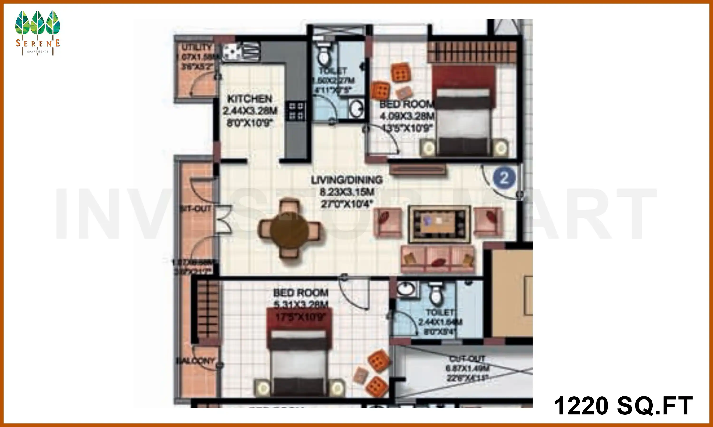 1220 Sqft