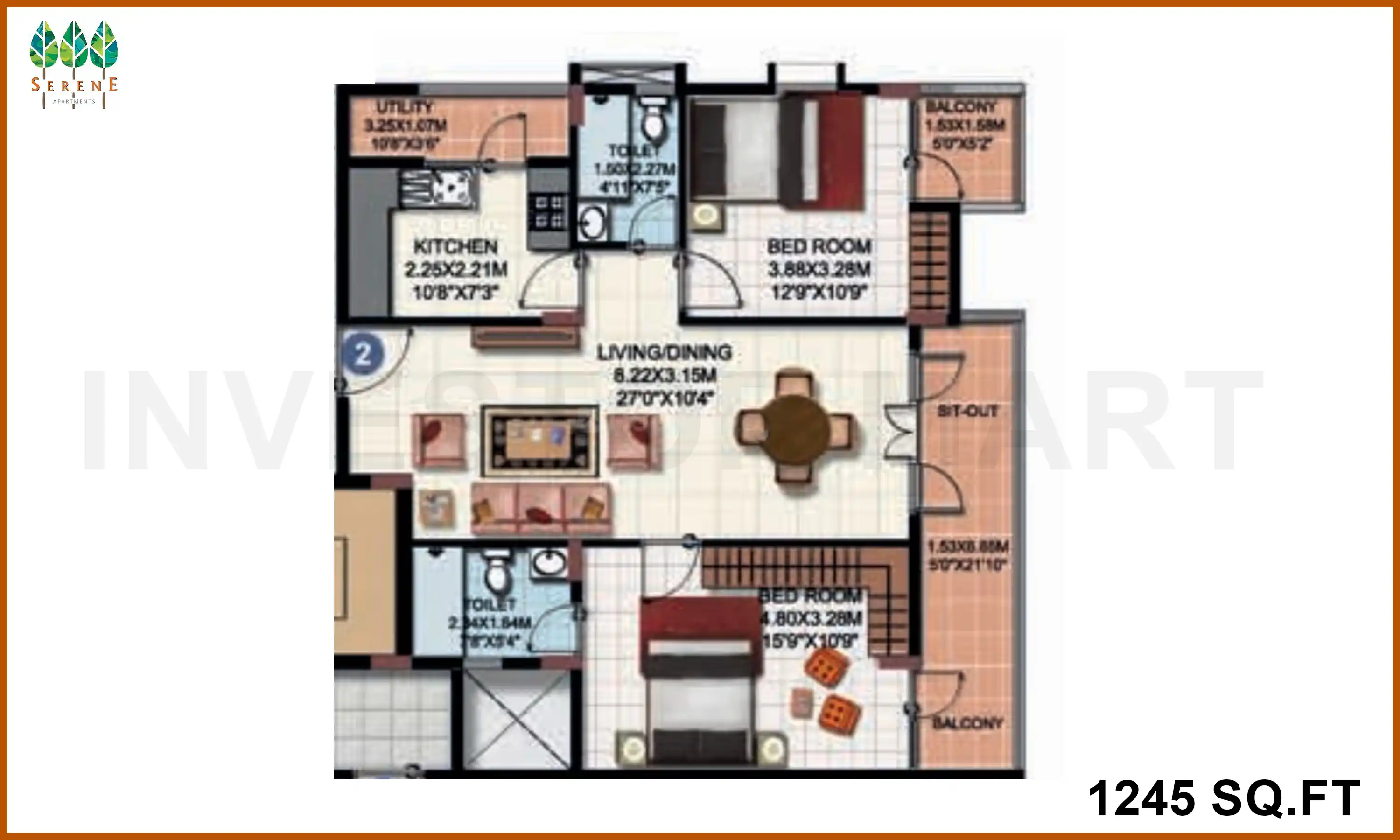 1245 Sqft