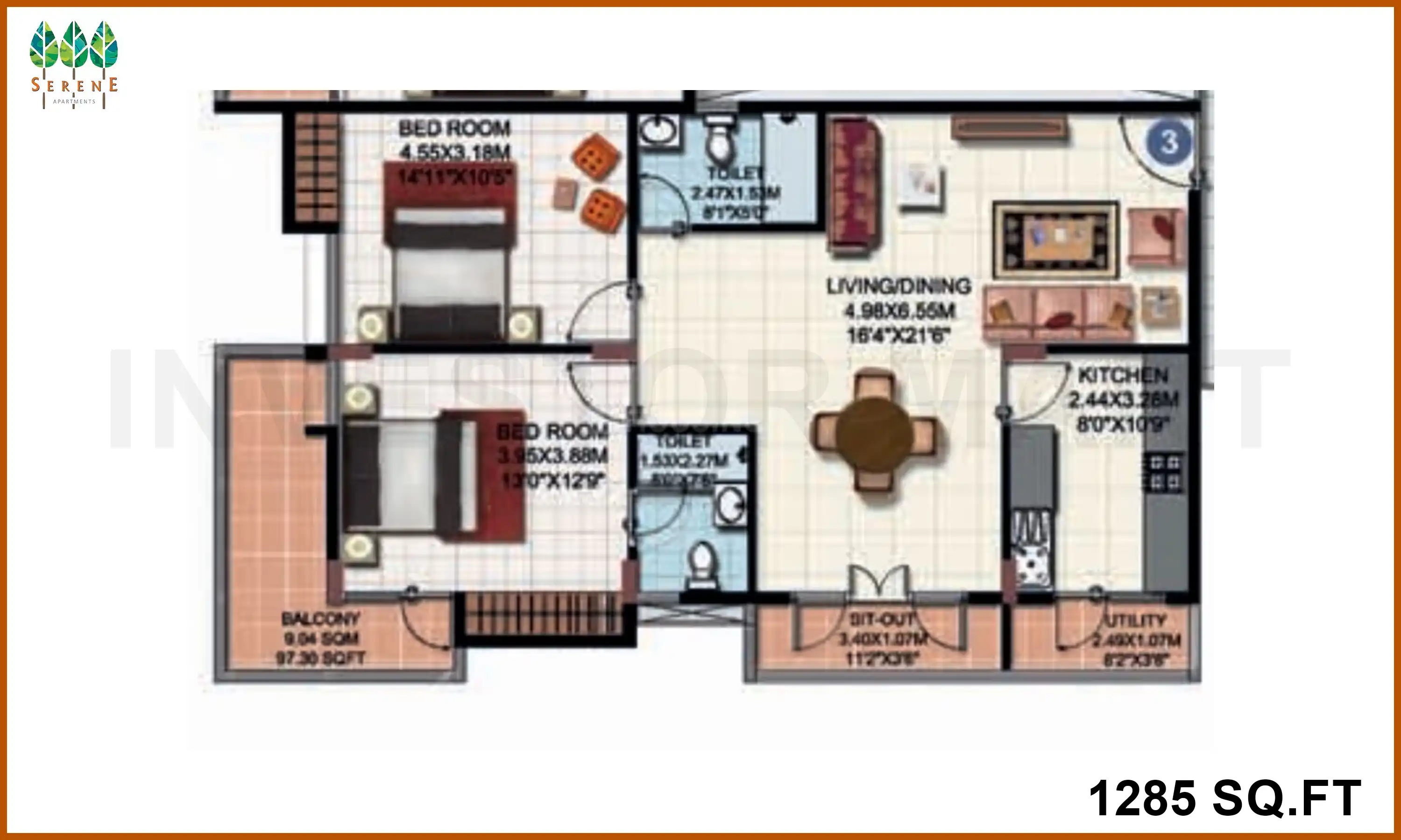 1285 Sqft