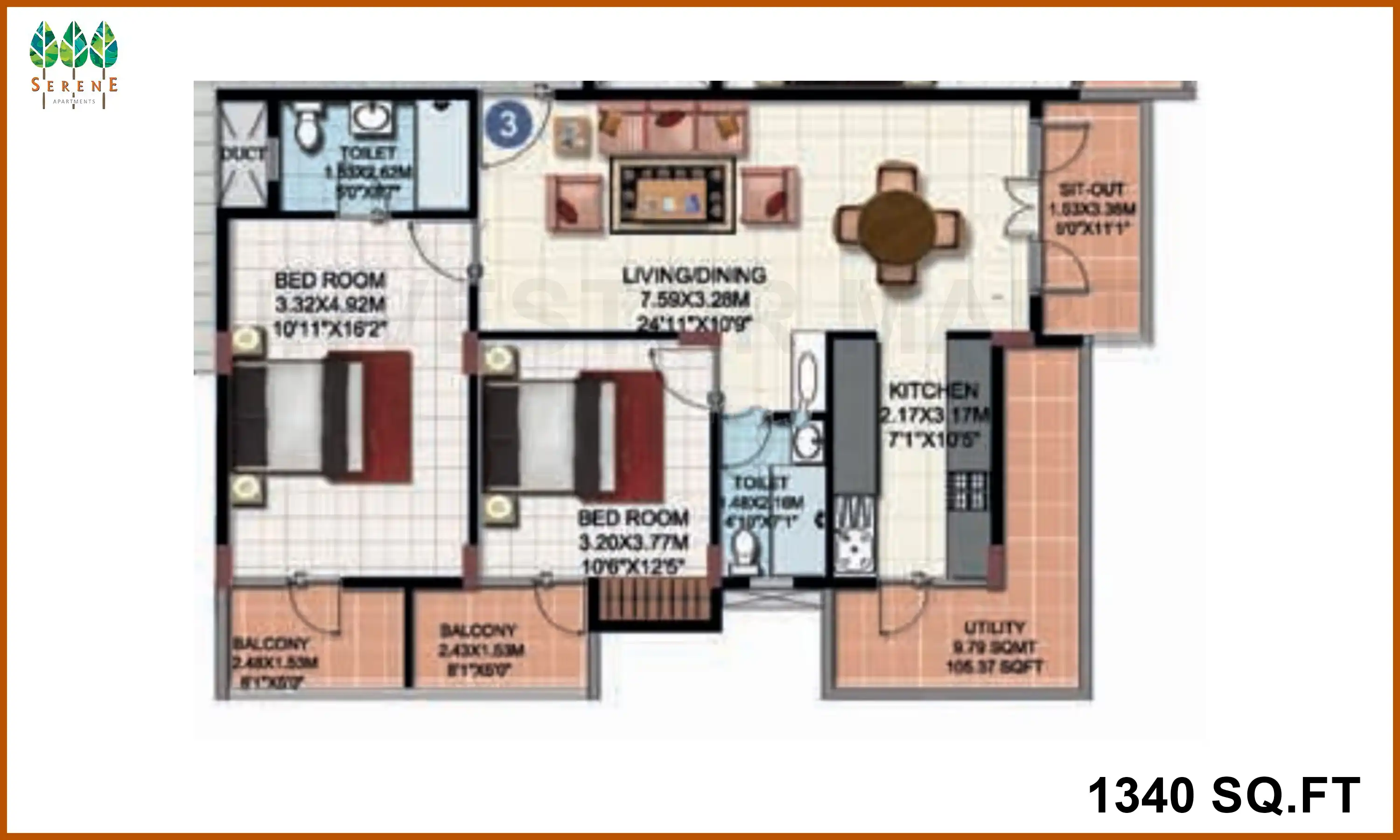 1340 Sqft