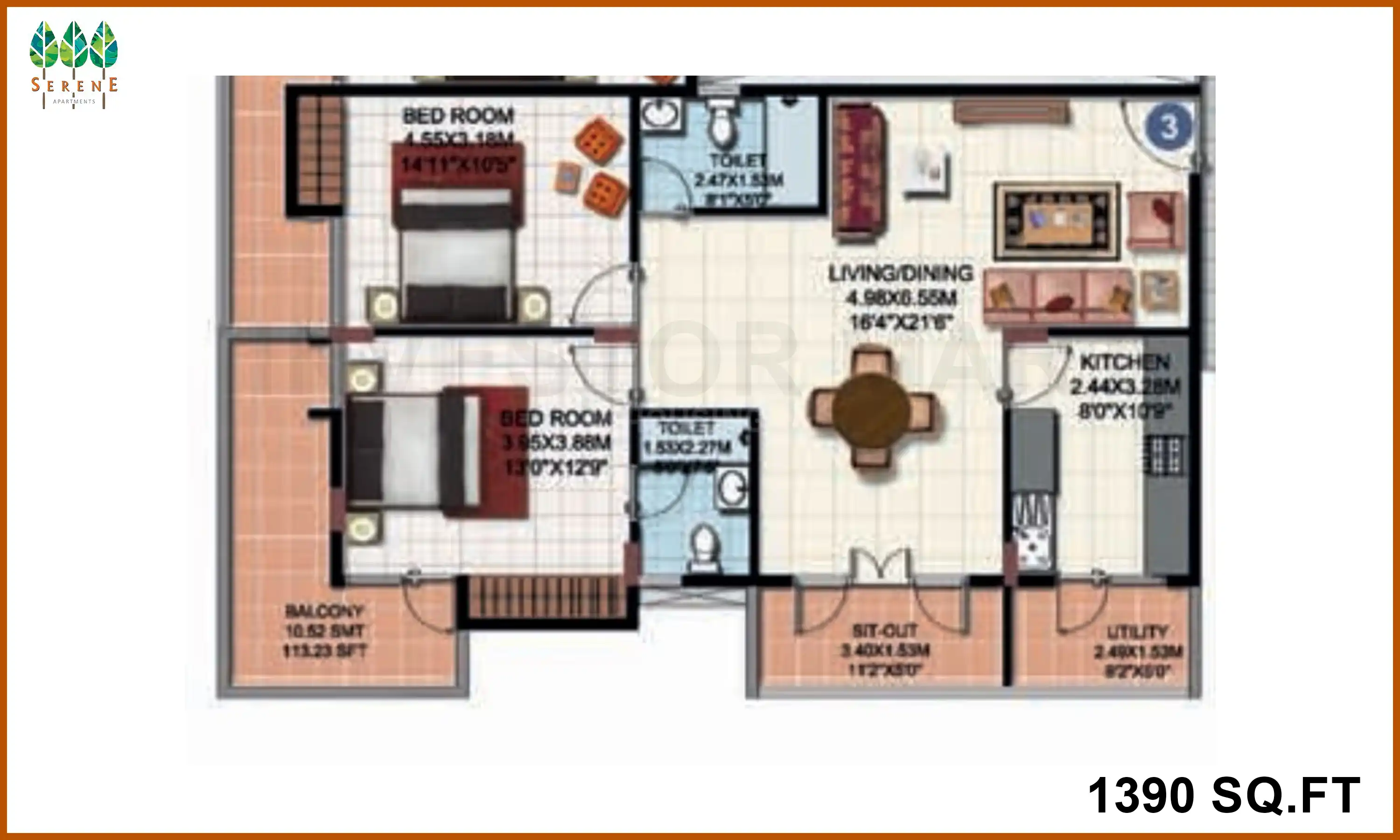 1390 Sqft