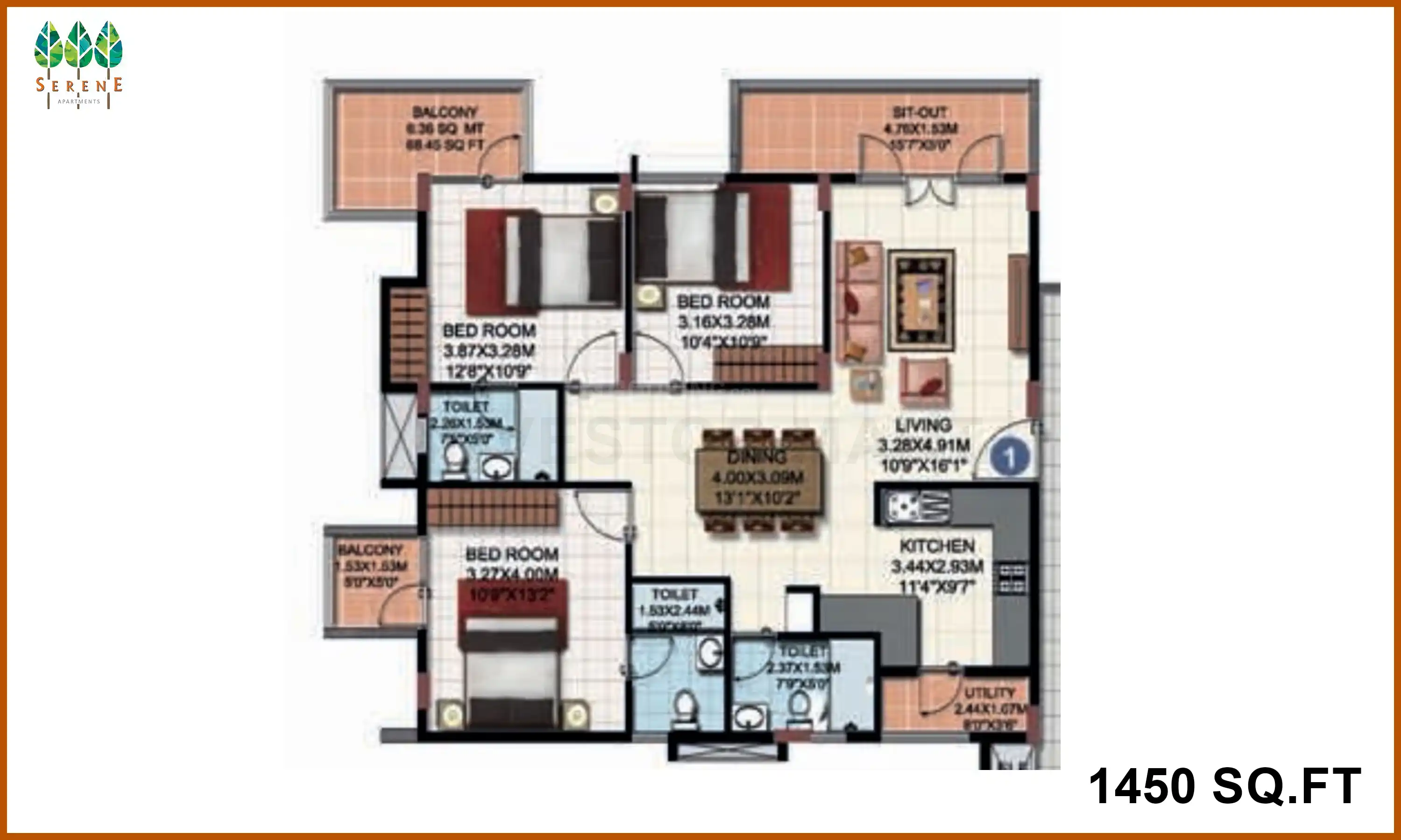 1450 Sqft
