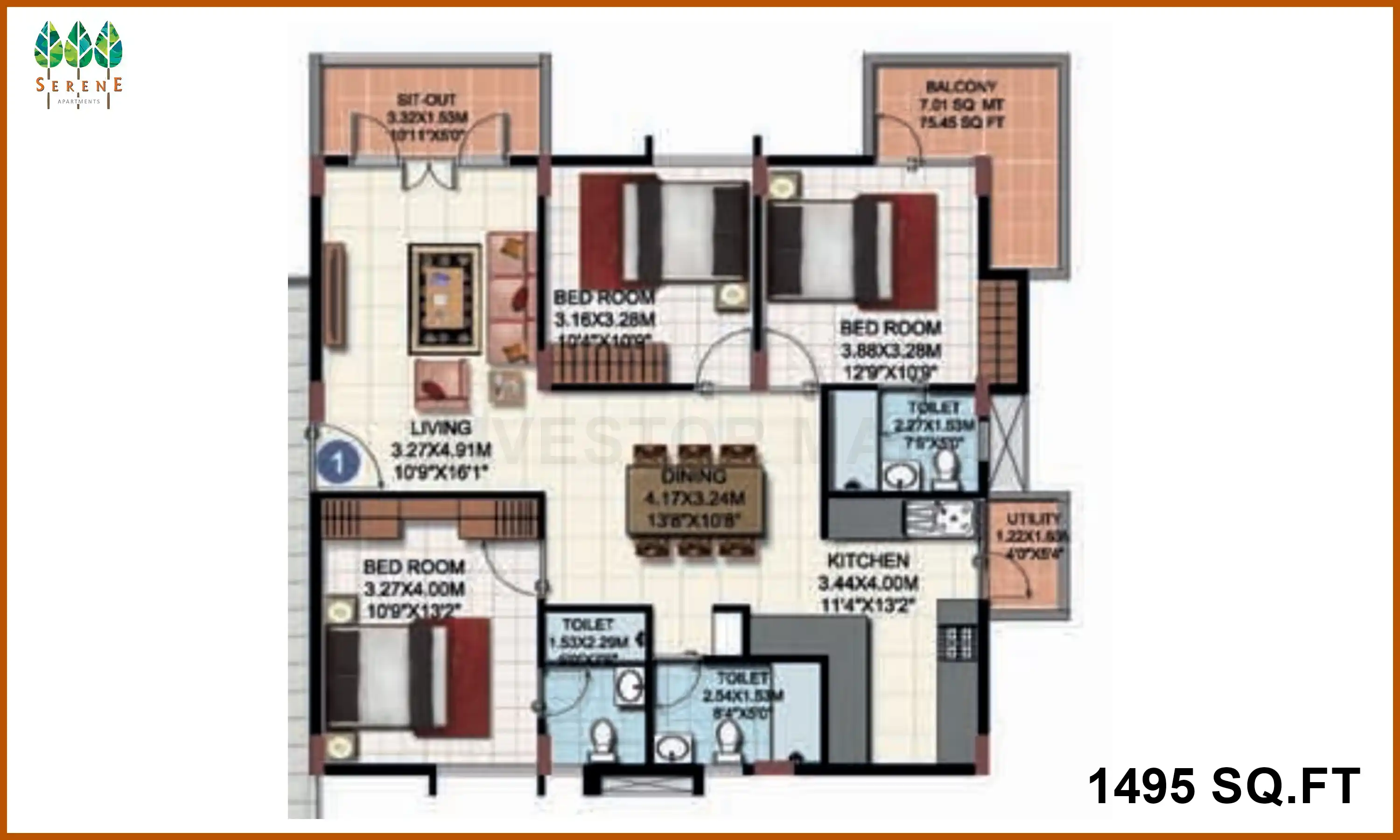 1495 Sqft