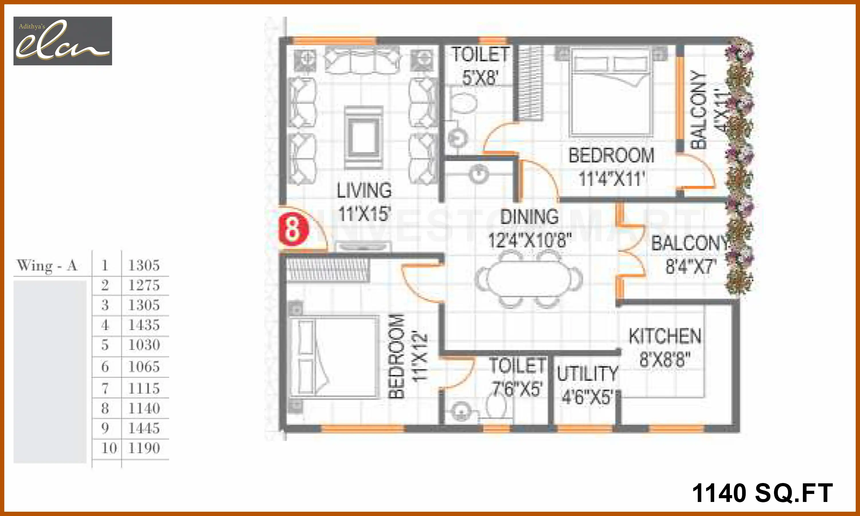 1140 Sqft