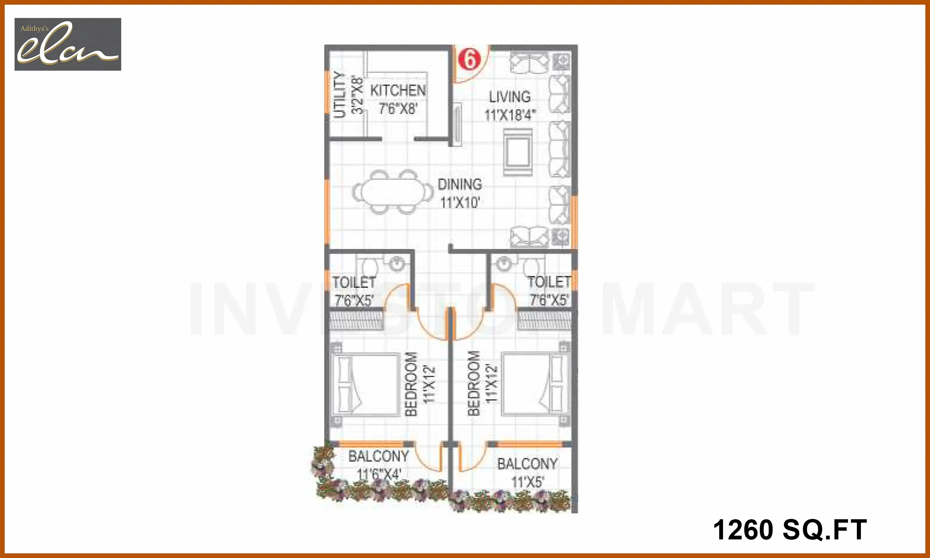 1260 Sqft