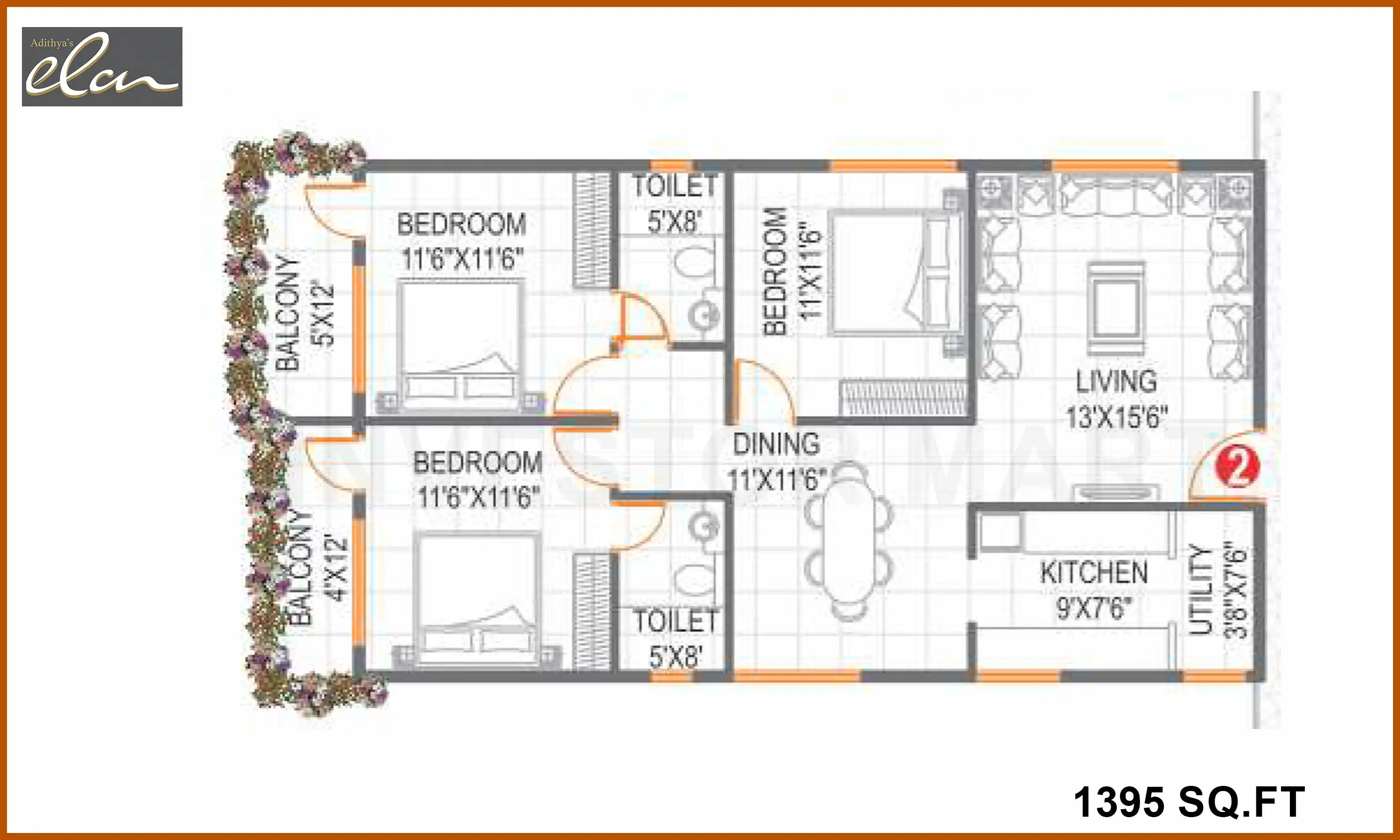 1395 Sqft