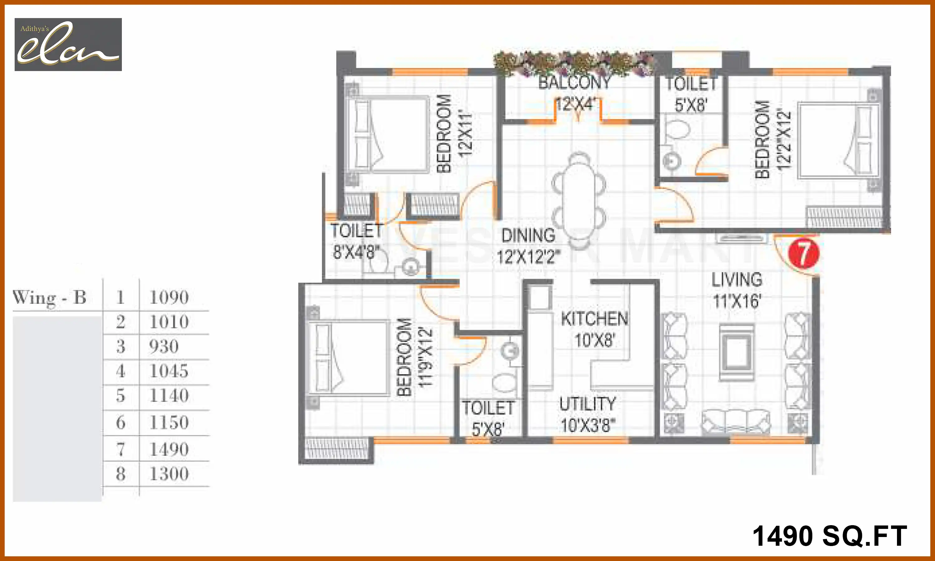 1490 Sqft