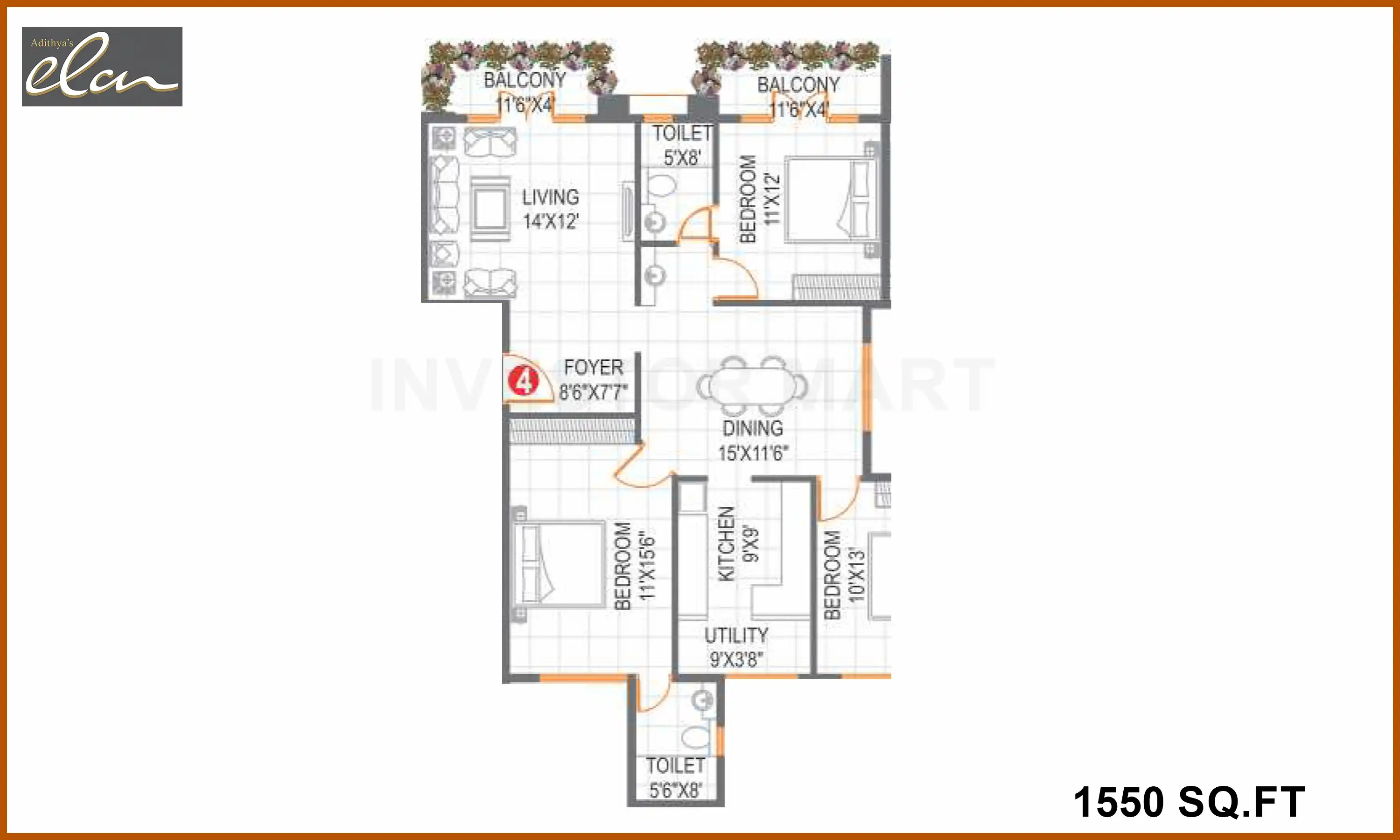 1550 Sqft