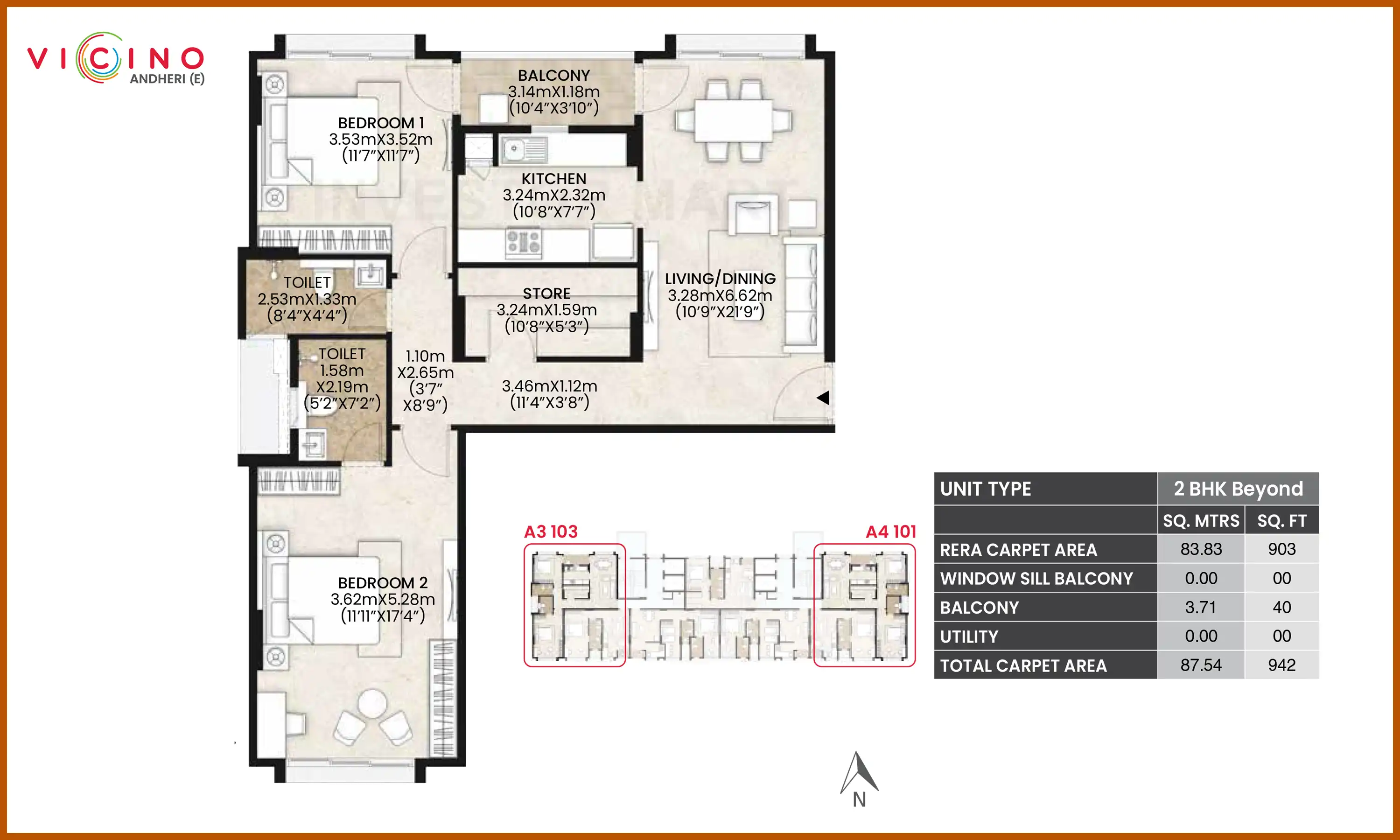 942 Sqft