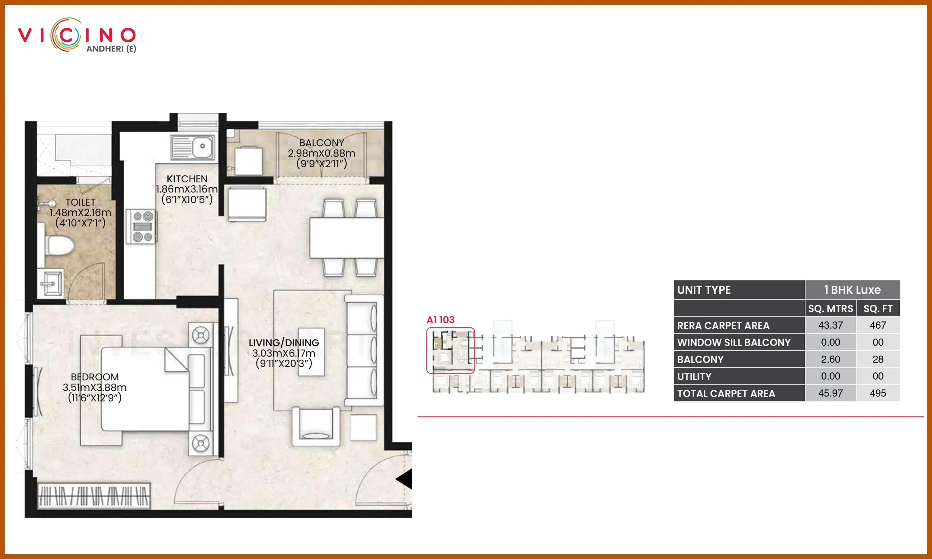 495 Sqft