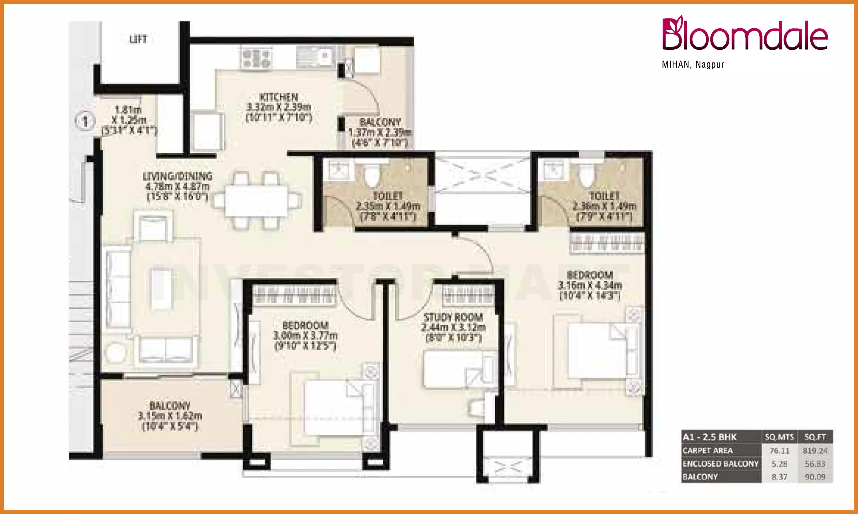 820 Sqft