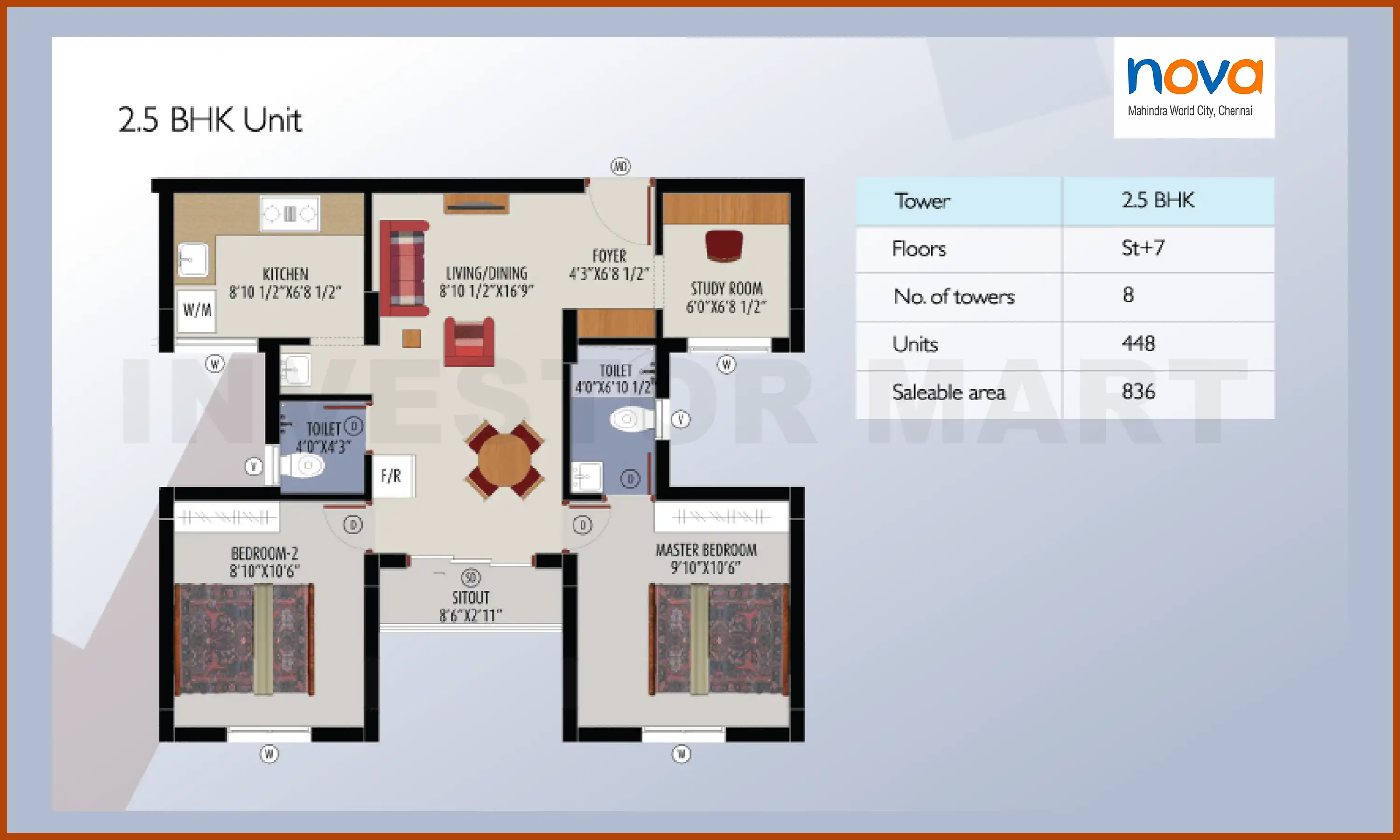 836 Sqft