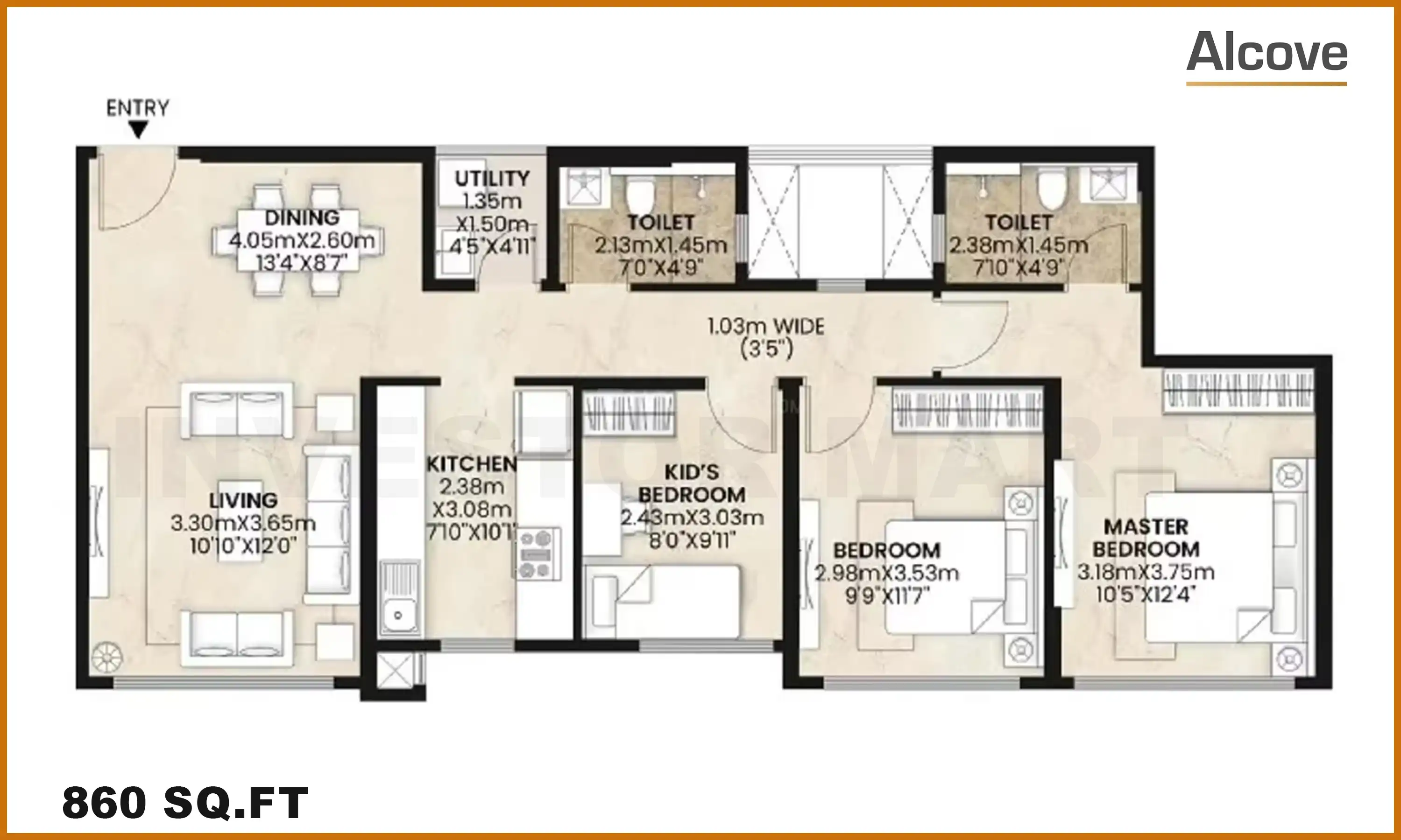860 Sqft