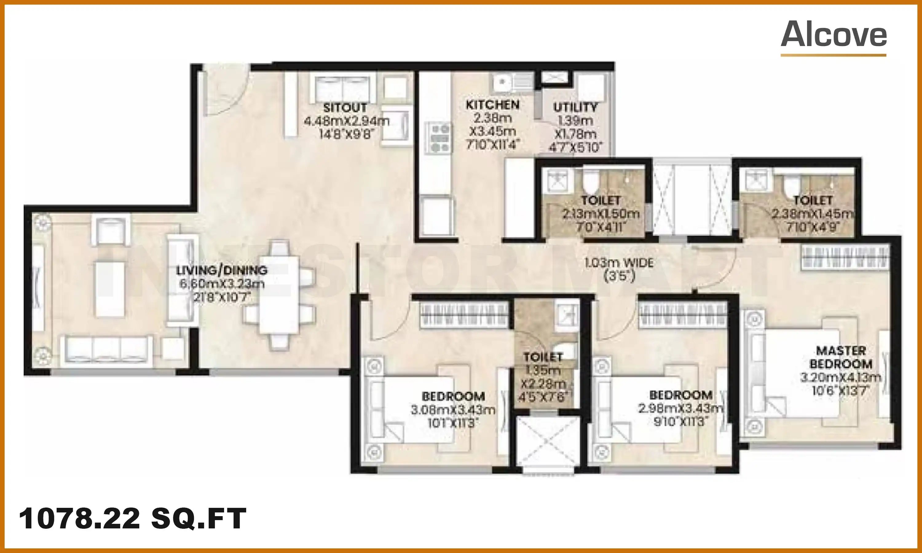 1079 Sqft