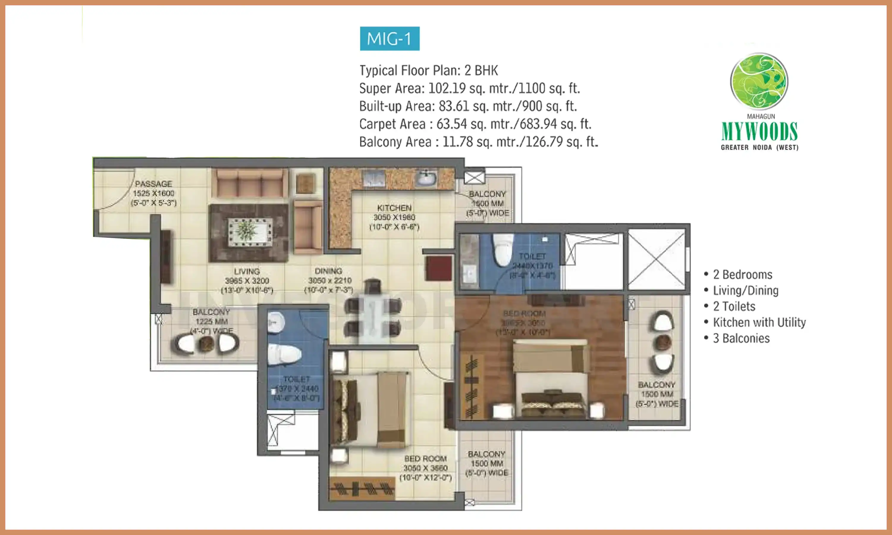 1100 Sqft
