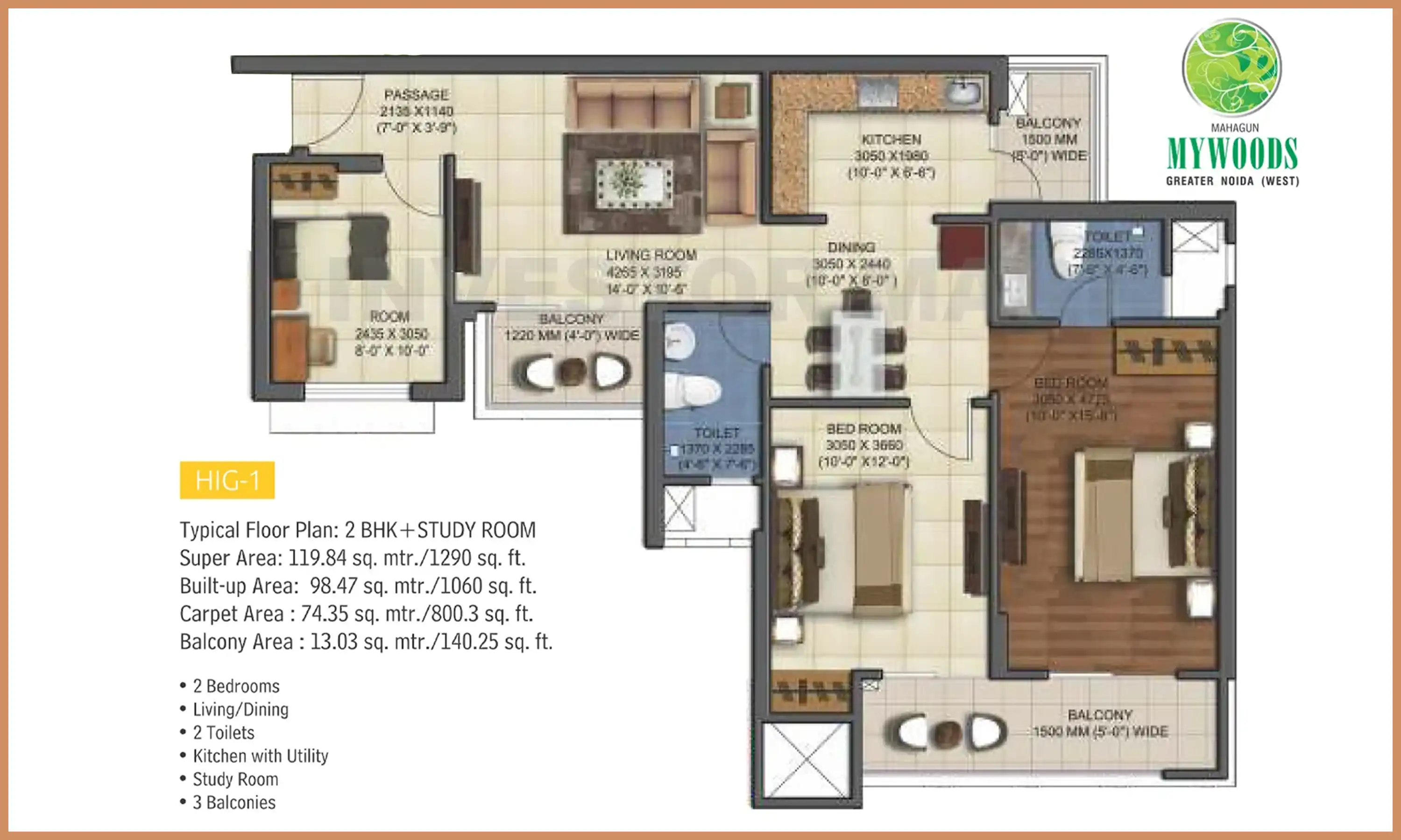 1290 Sqft