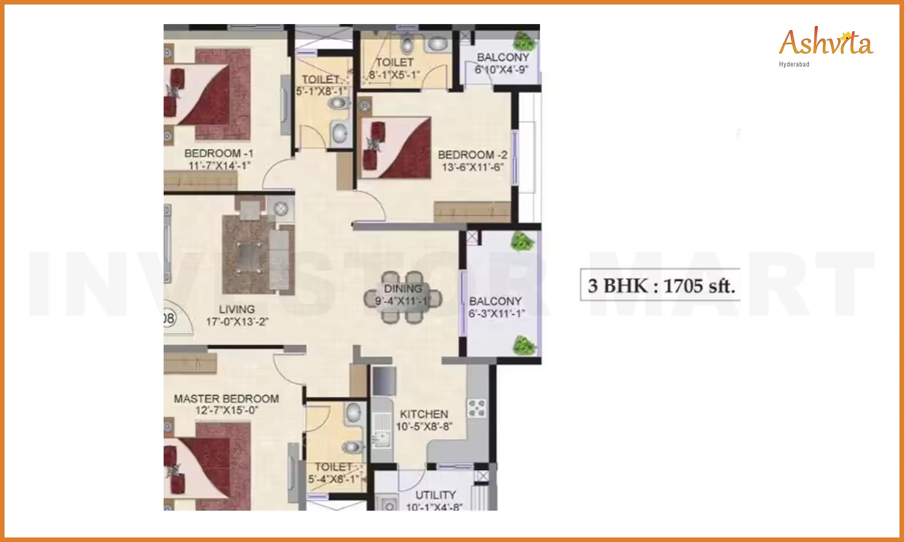 1705 Sqft