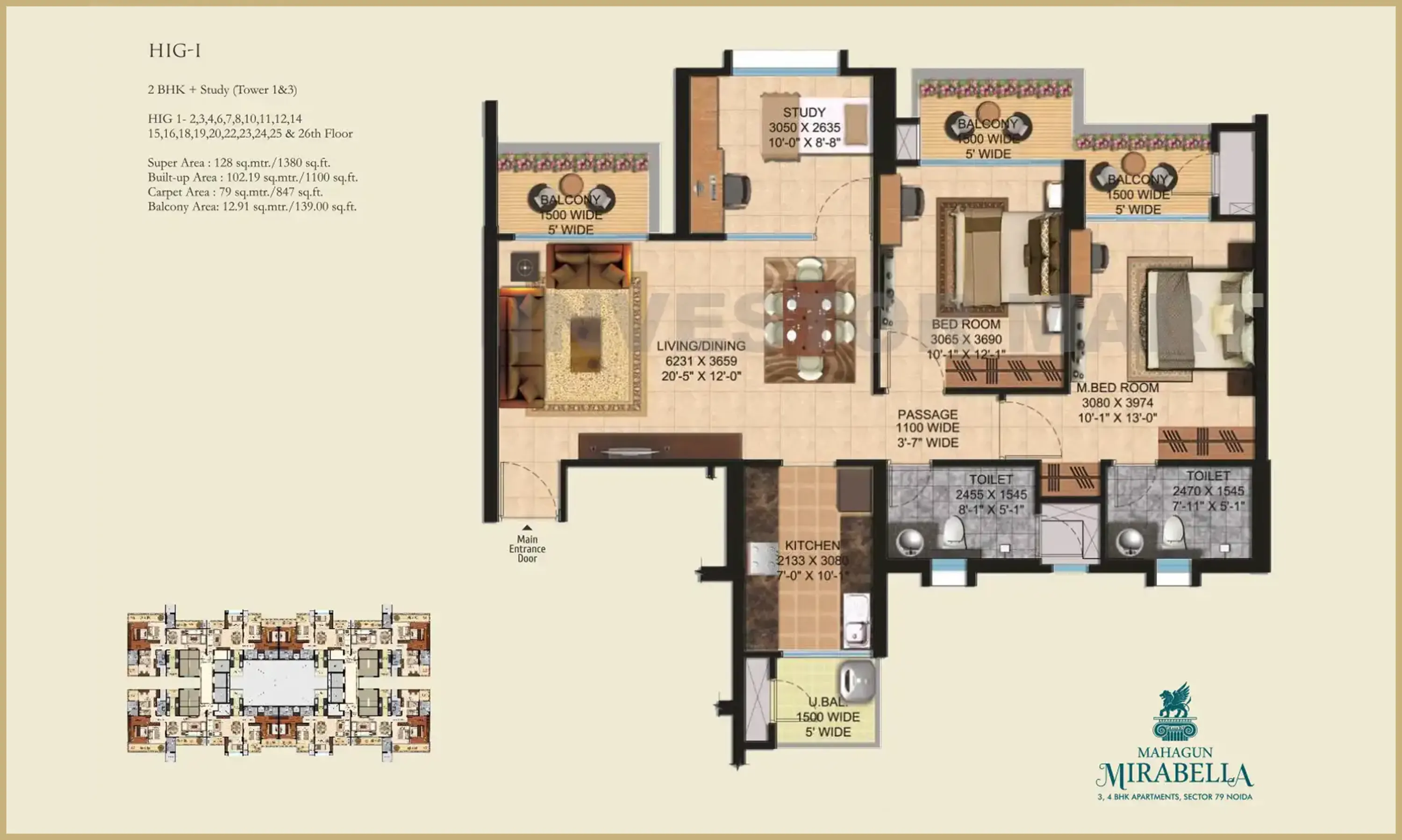 1380 Sqft
