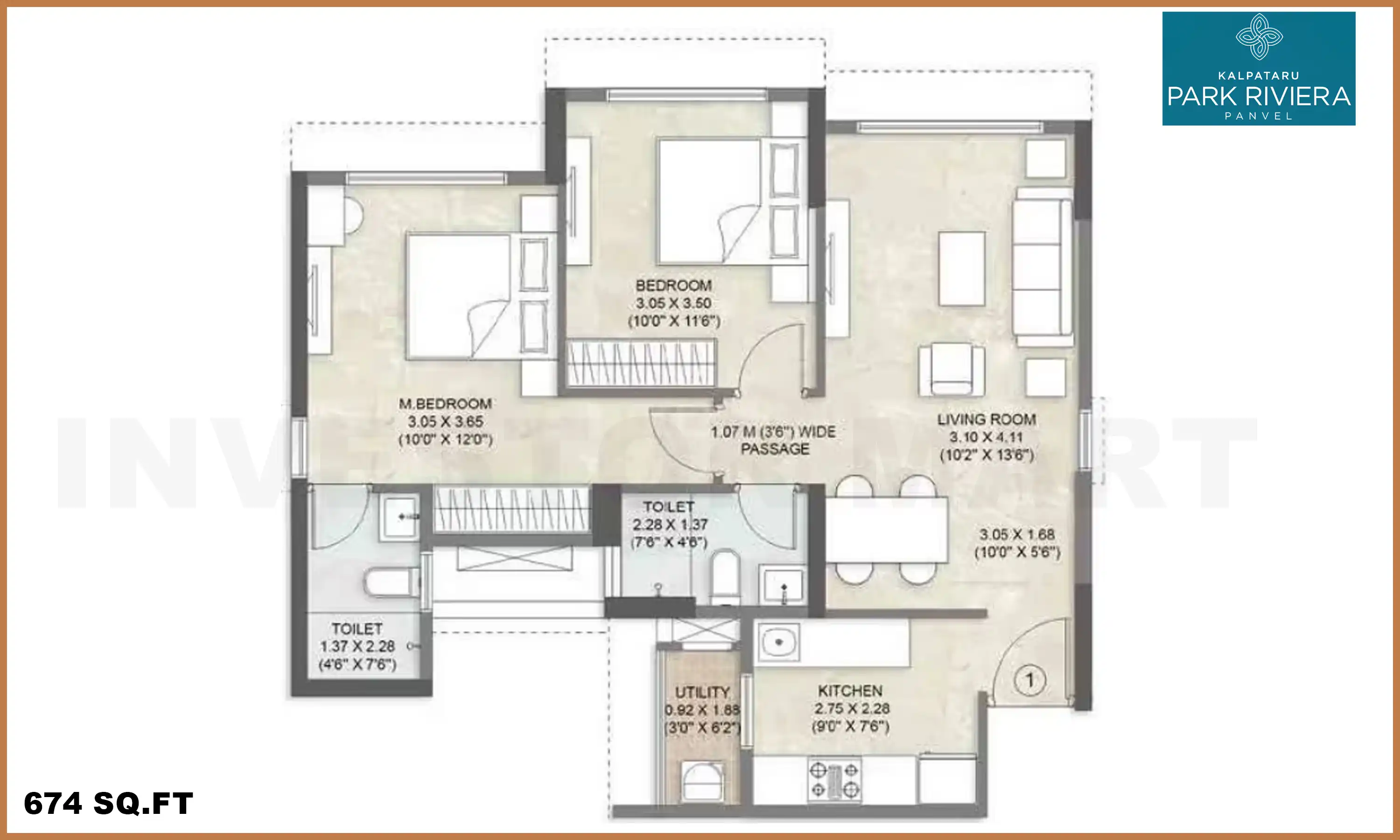 674 Sqft