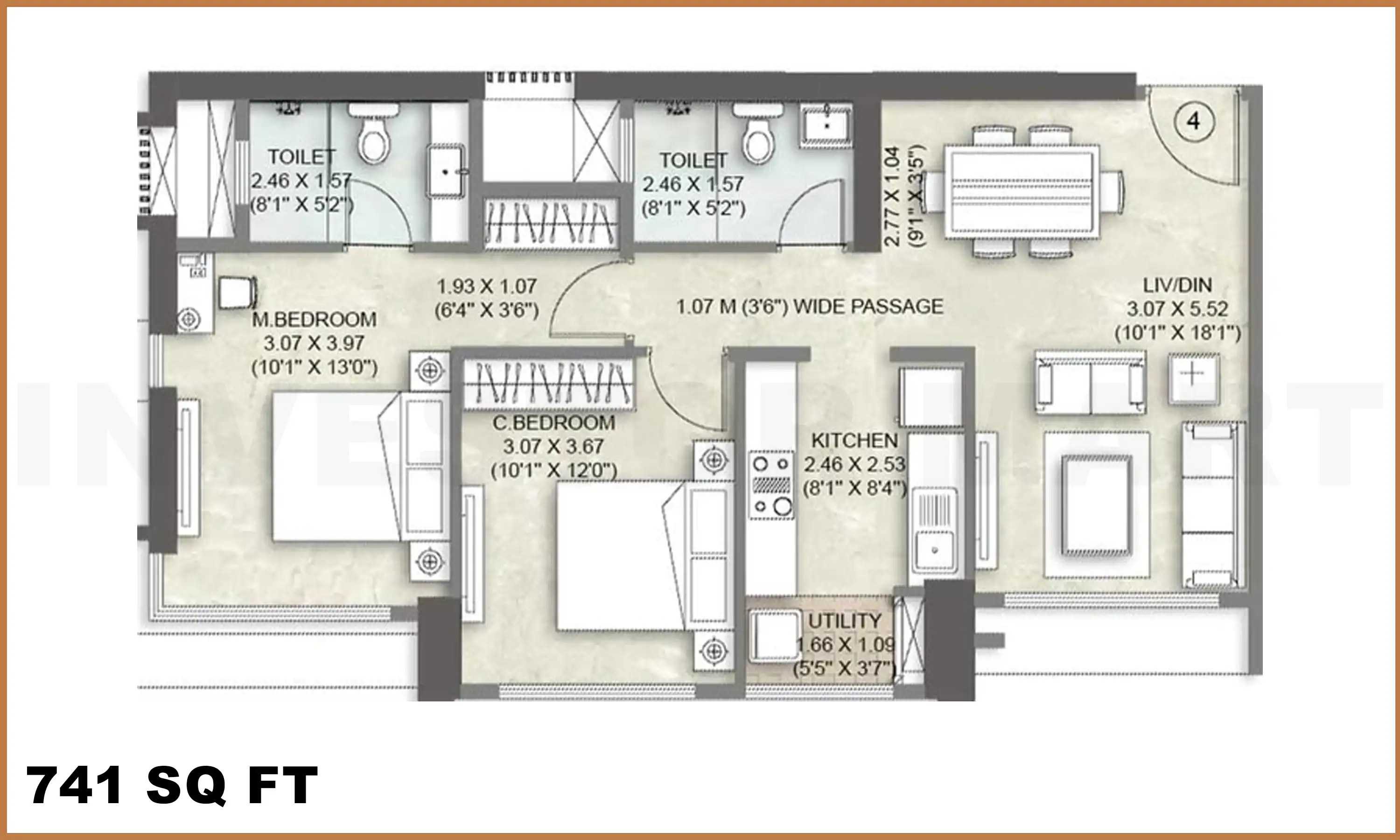 741 Sqft
