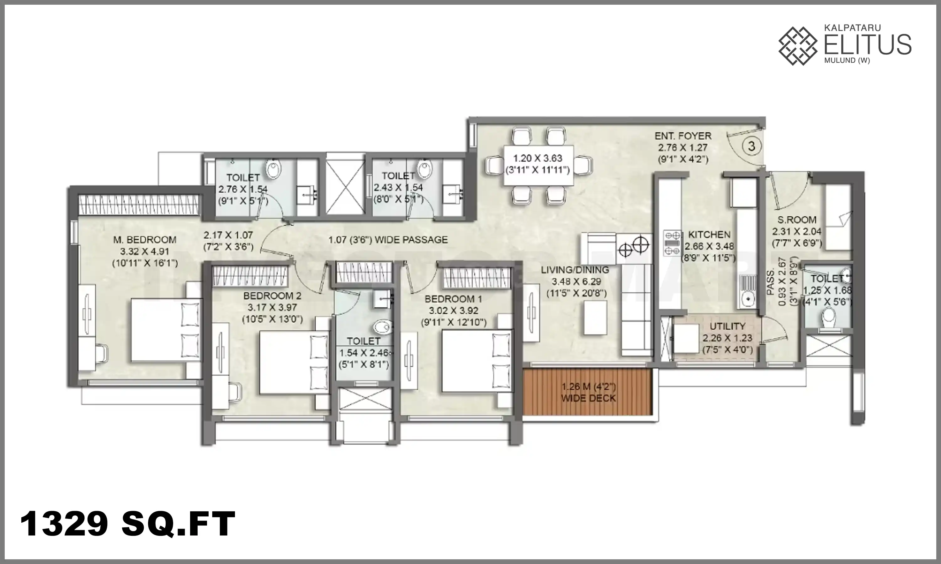 1329 Sqft