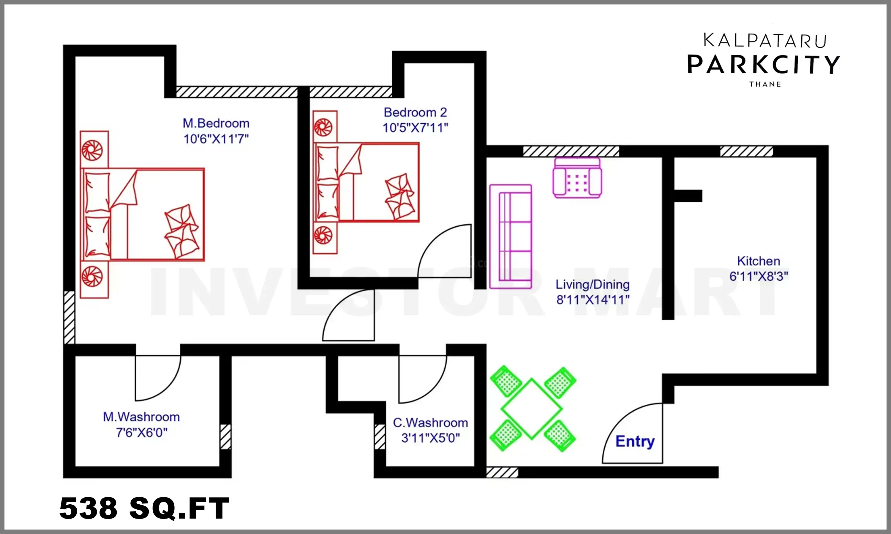 538 Sqft