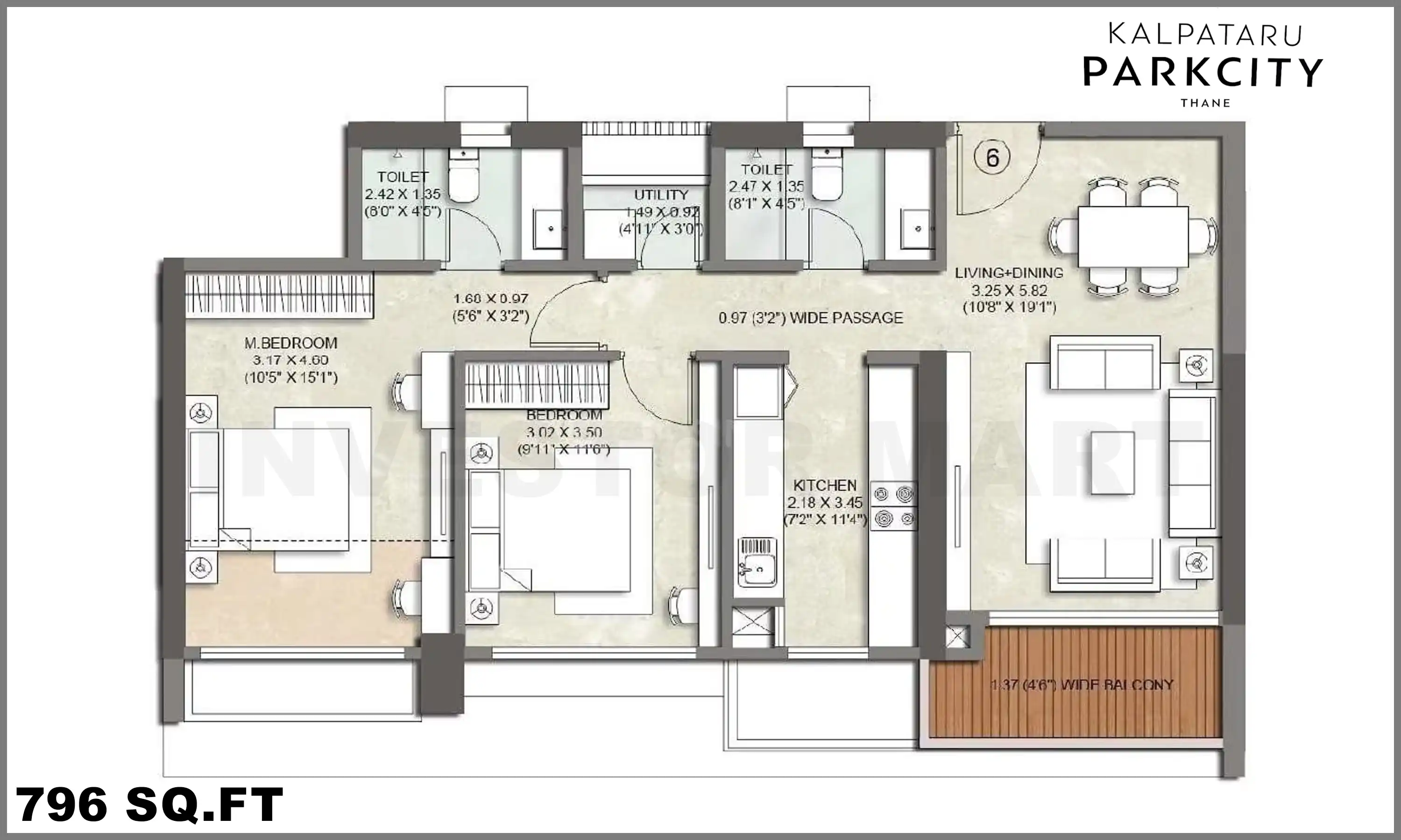 796 Sqft