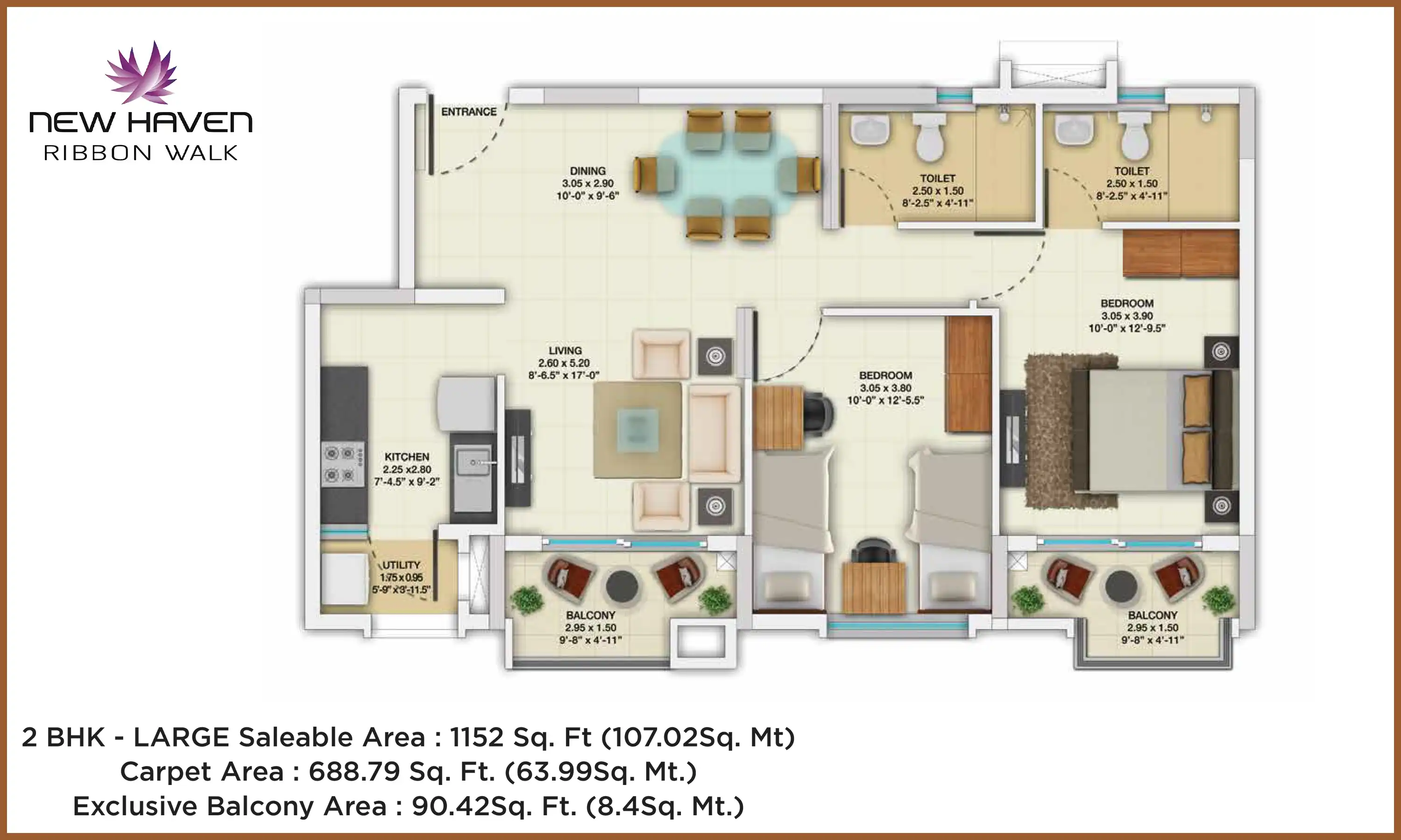 1152 Sqft