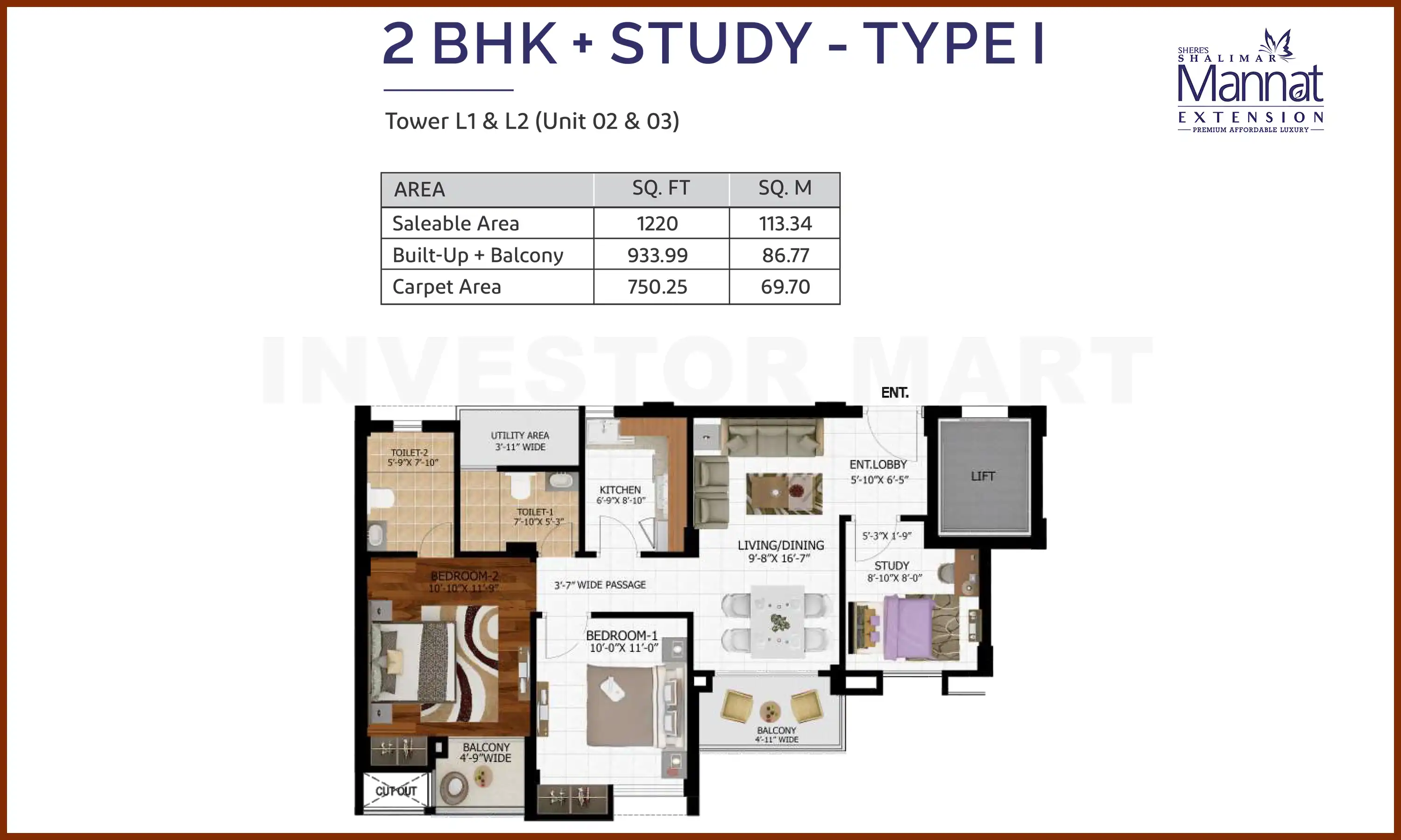 1220 Sqft