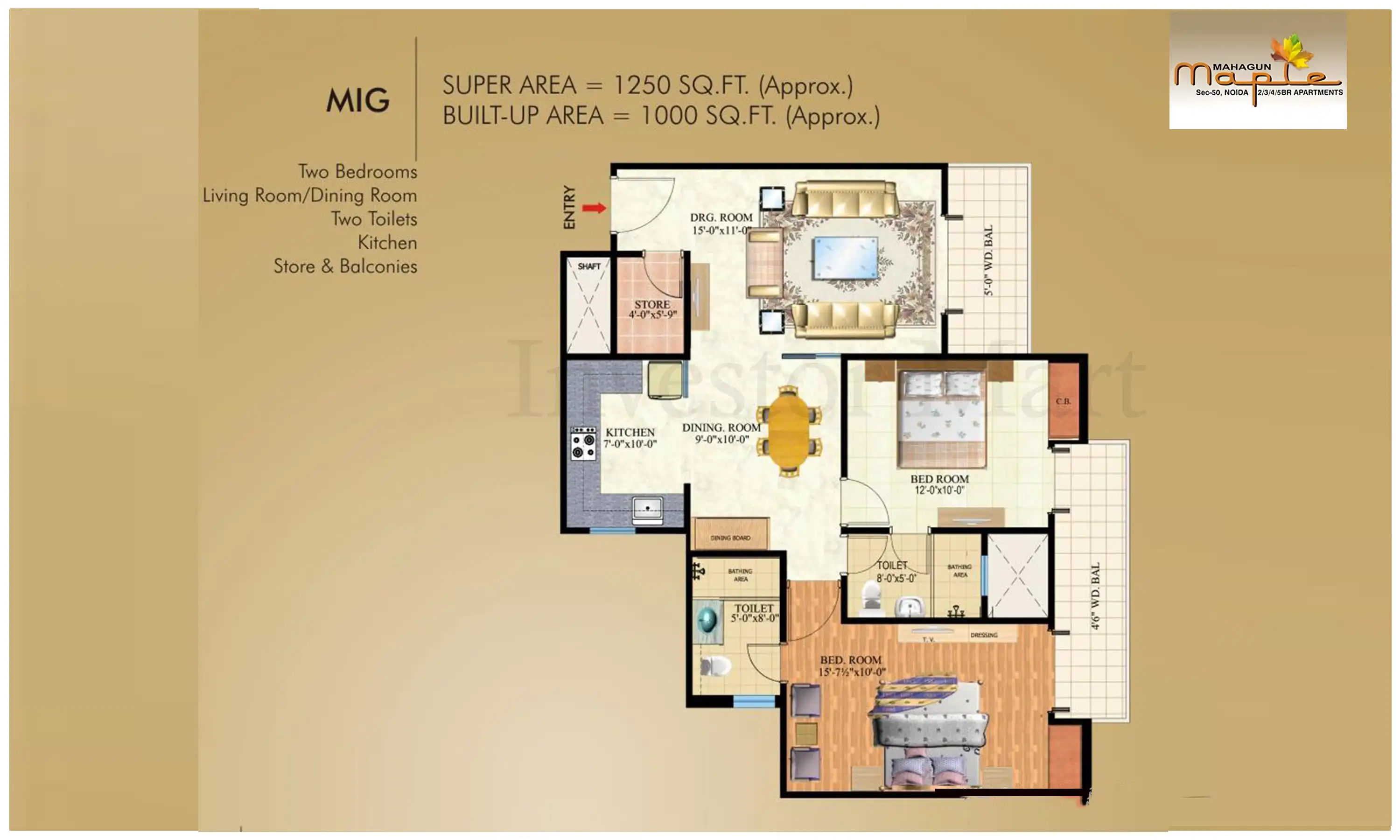 1250 Sqft