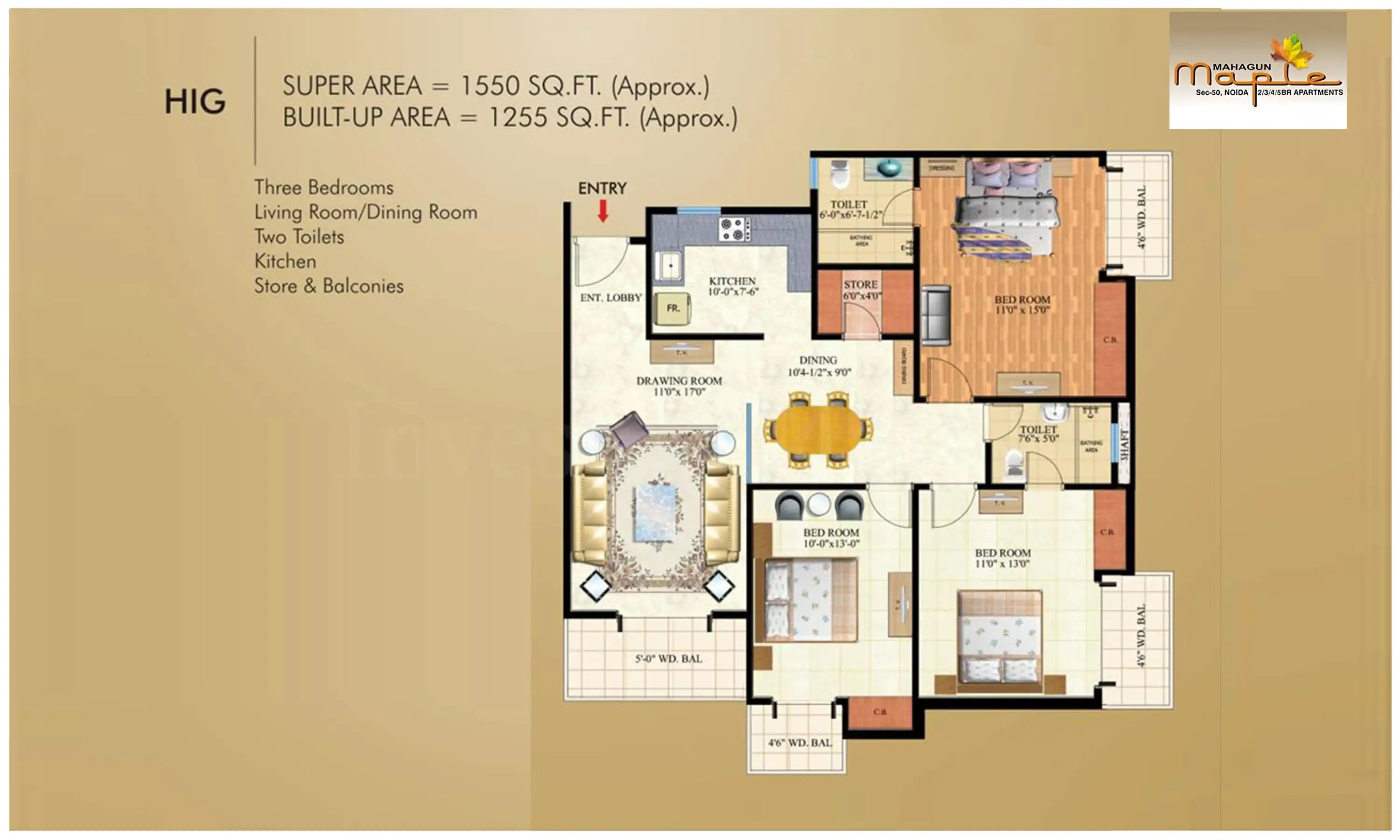 1550 Sqft