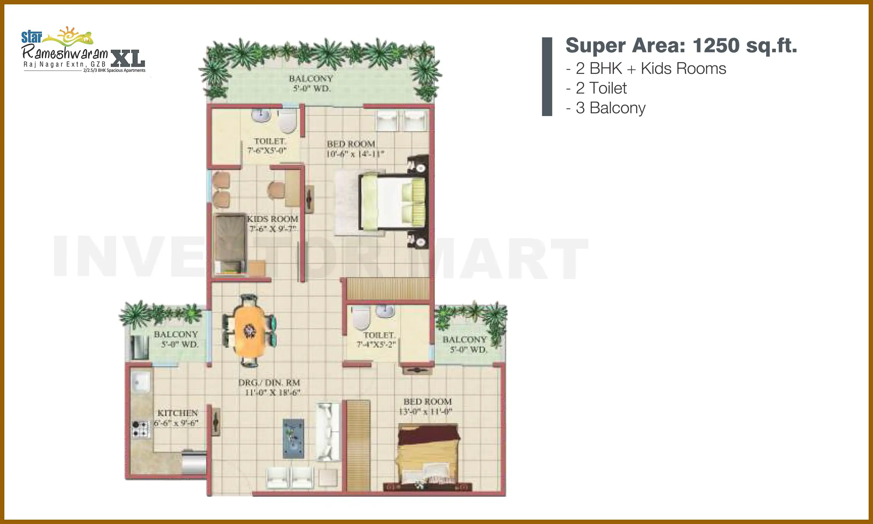 1250 Sqft