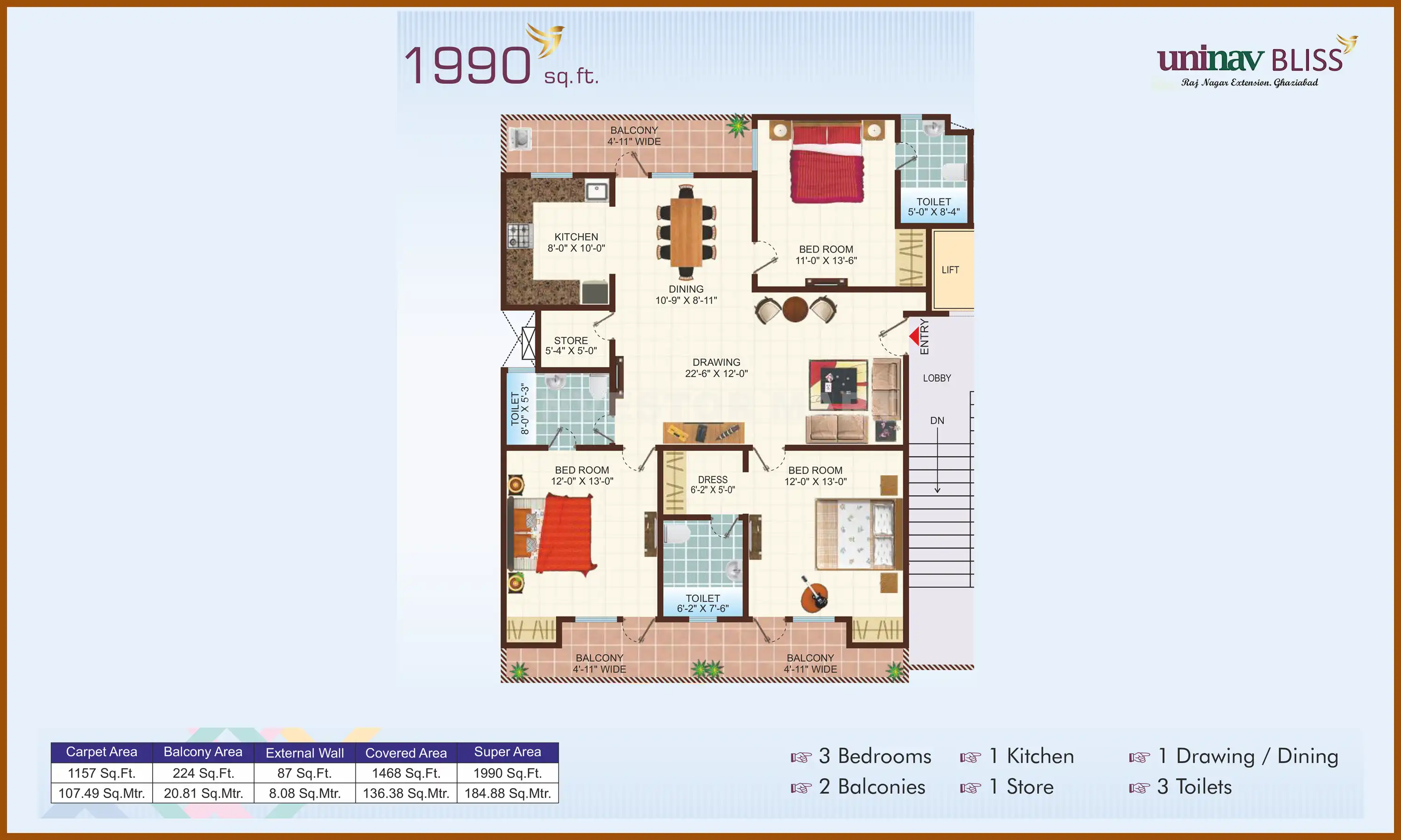 1990 Sqft