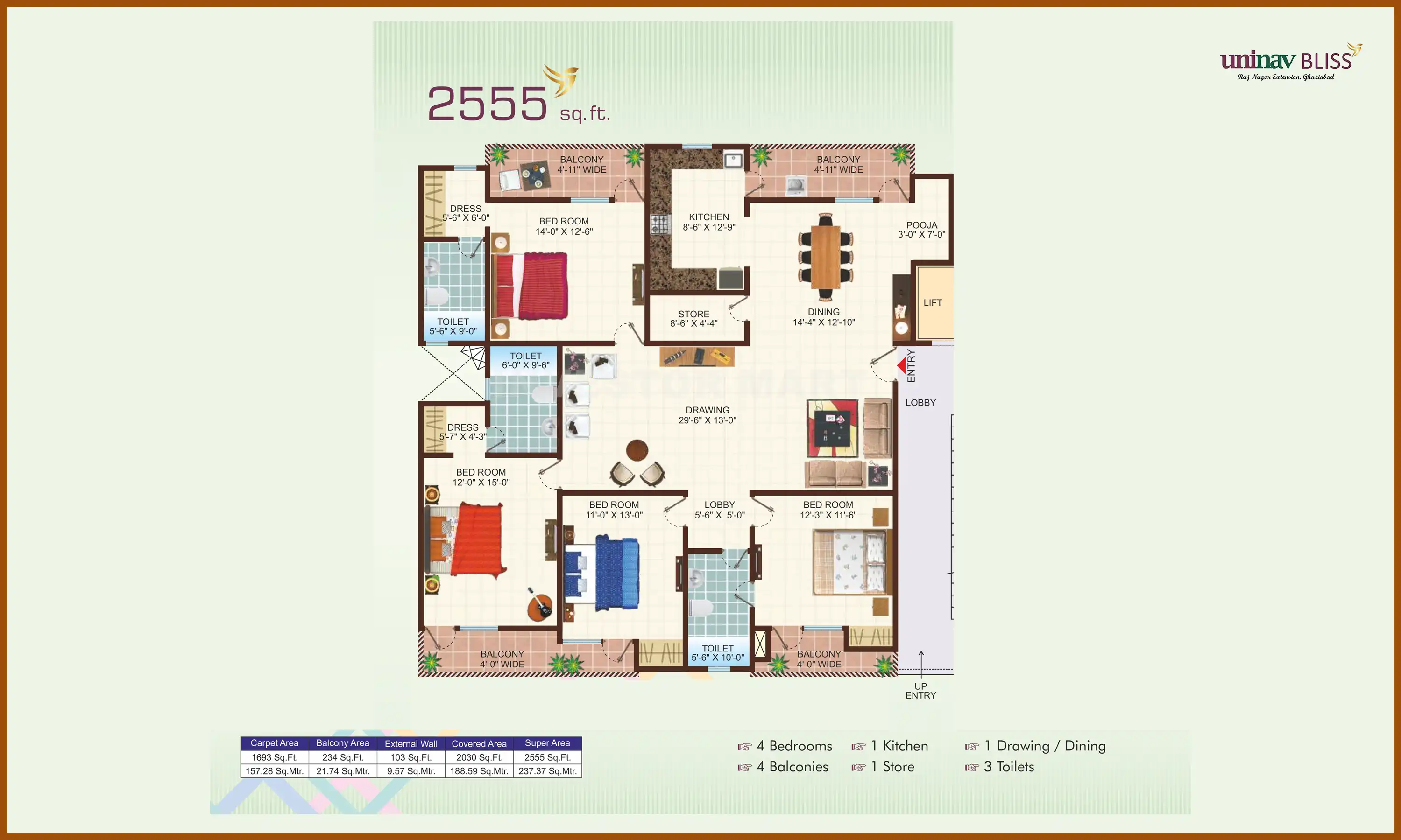 2555 Sqft