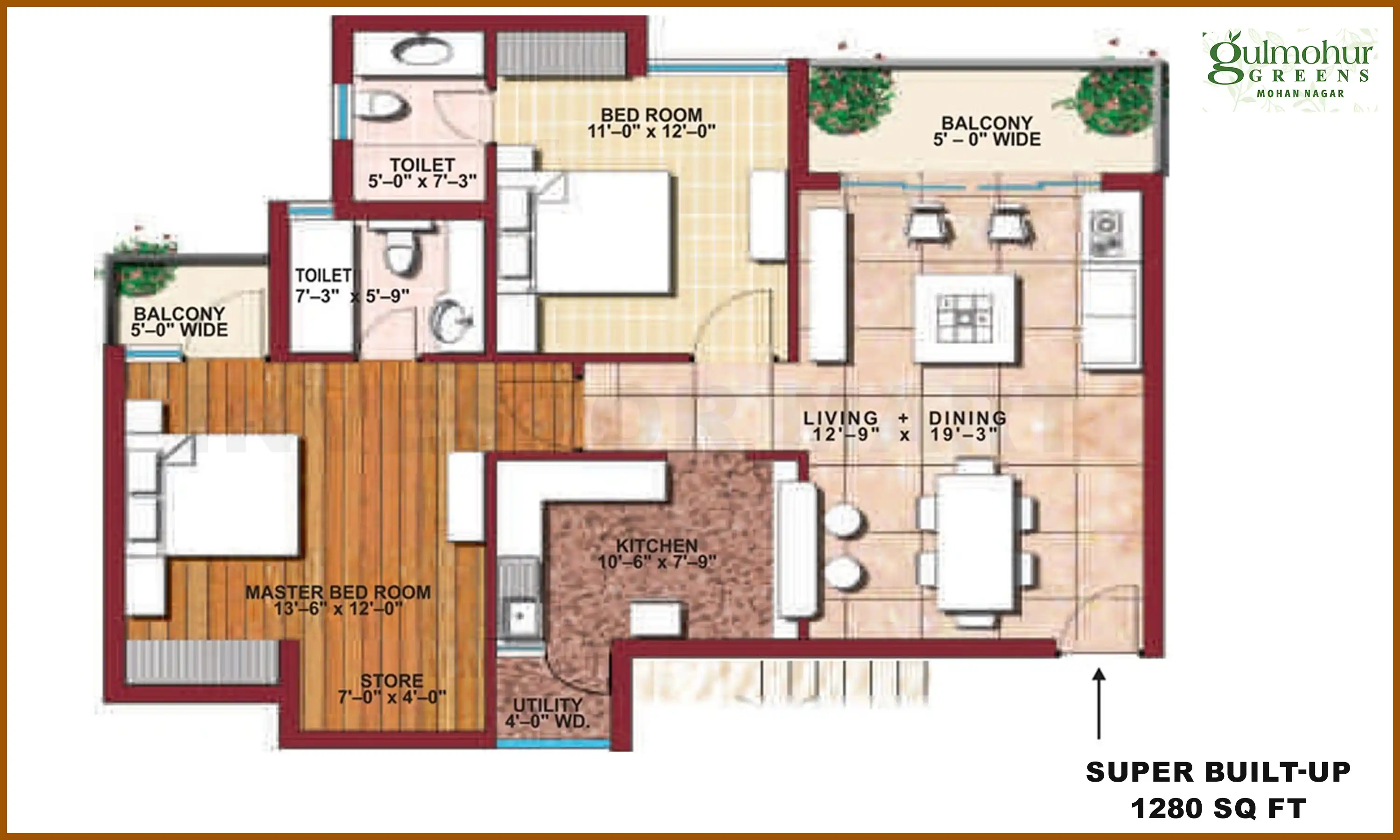 1280 Sqft