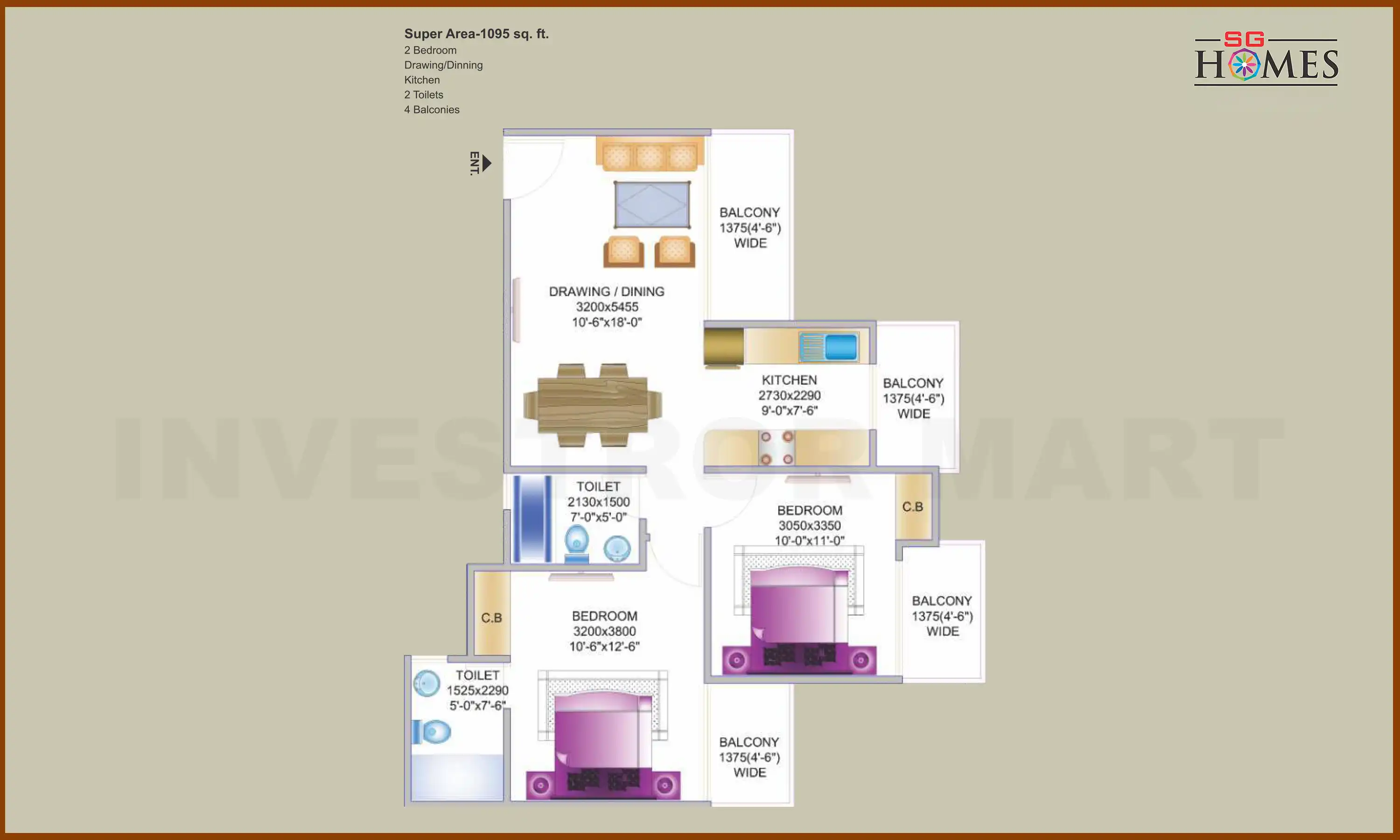 1095 Sqft