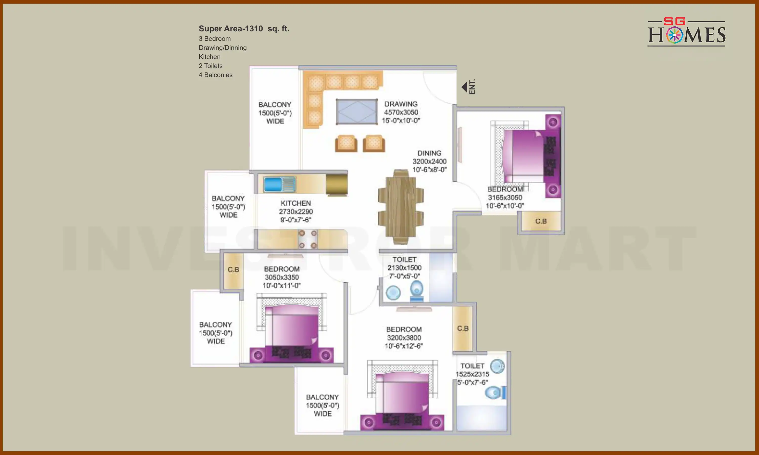 1310 Sqft