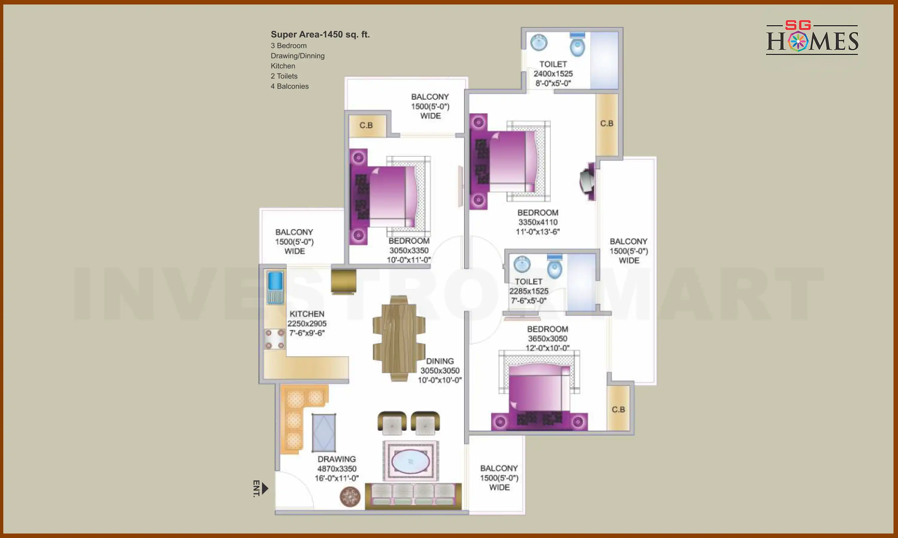 1450 Sqft