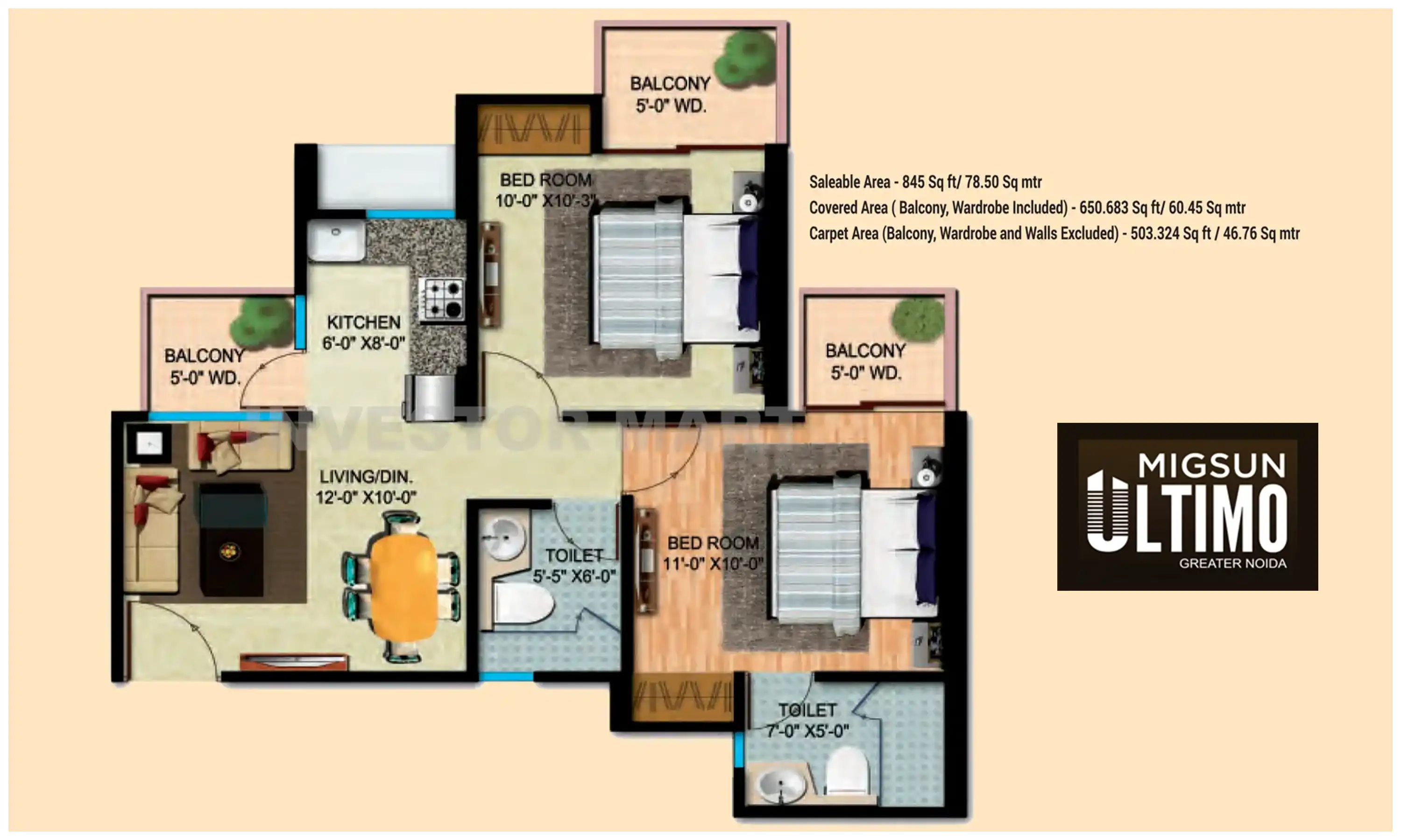 845 Sqft